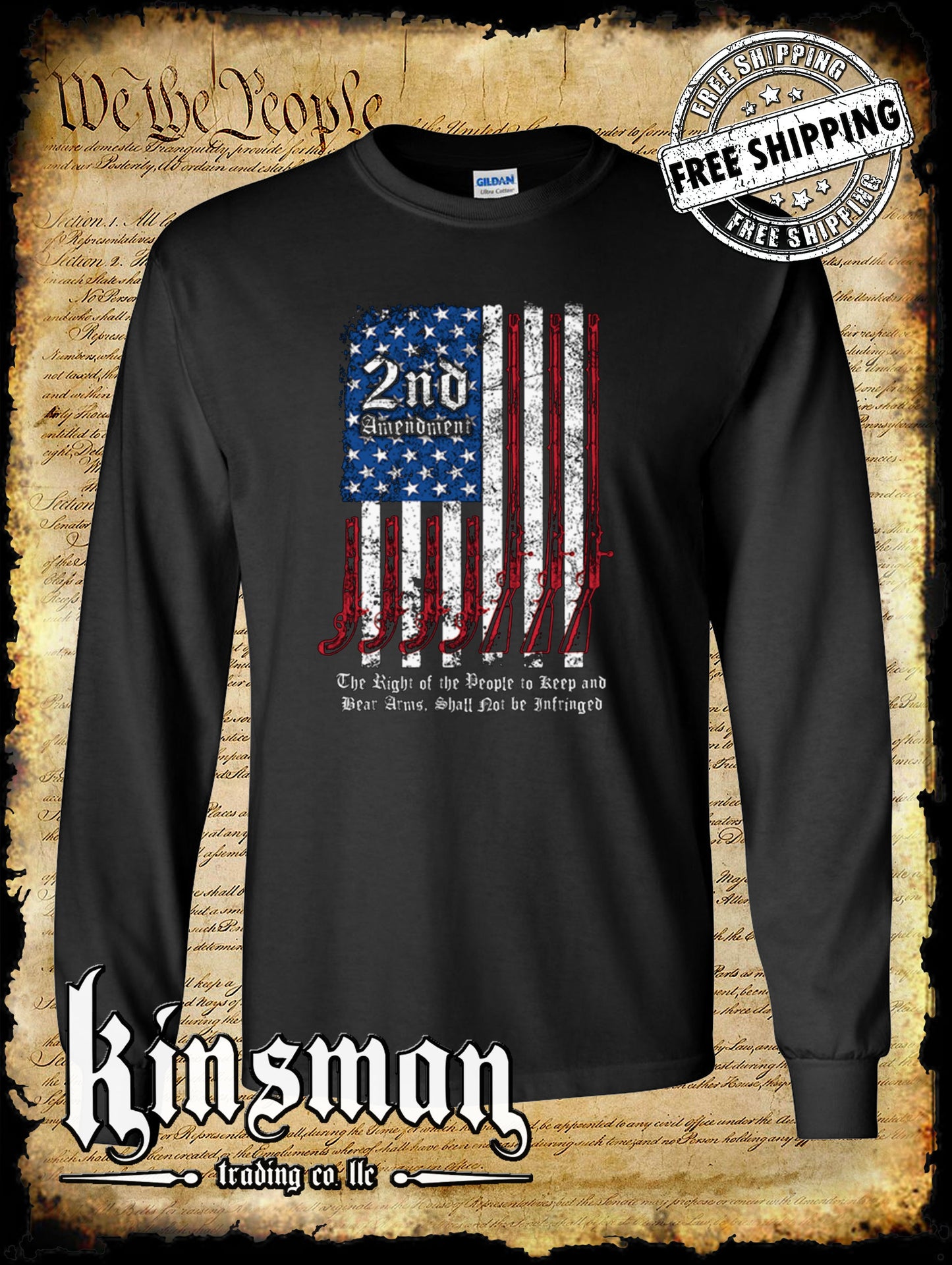 2nd Amendment Script Long Sleeve T-Shirt - Keep & Bear Firearms Not Infringed
