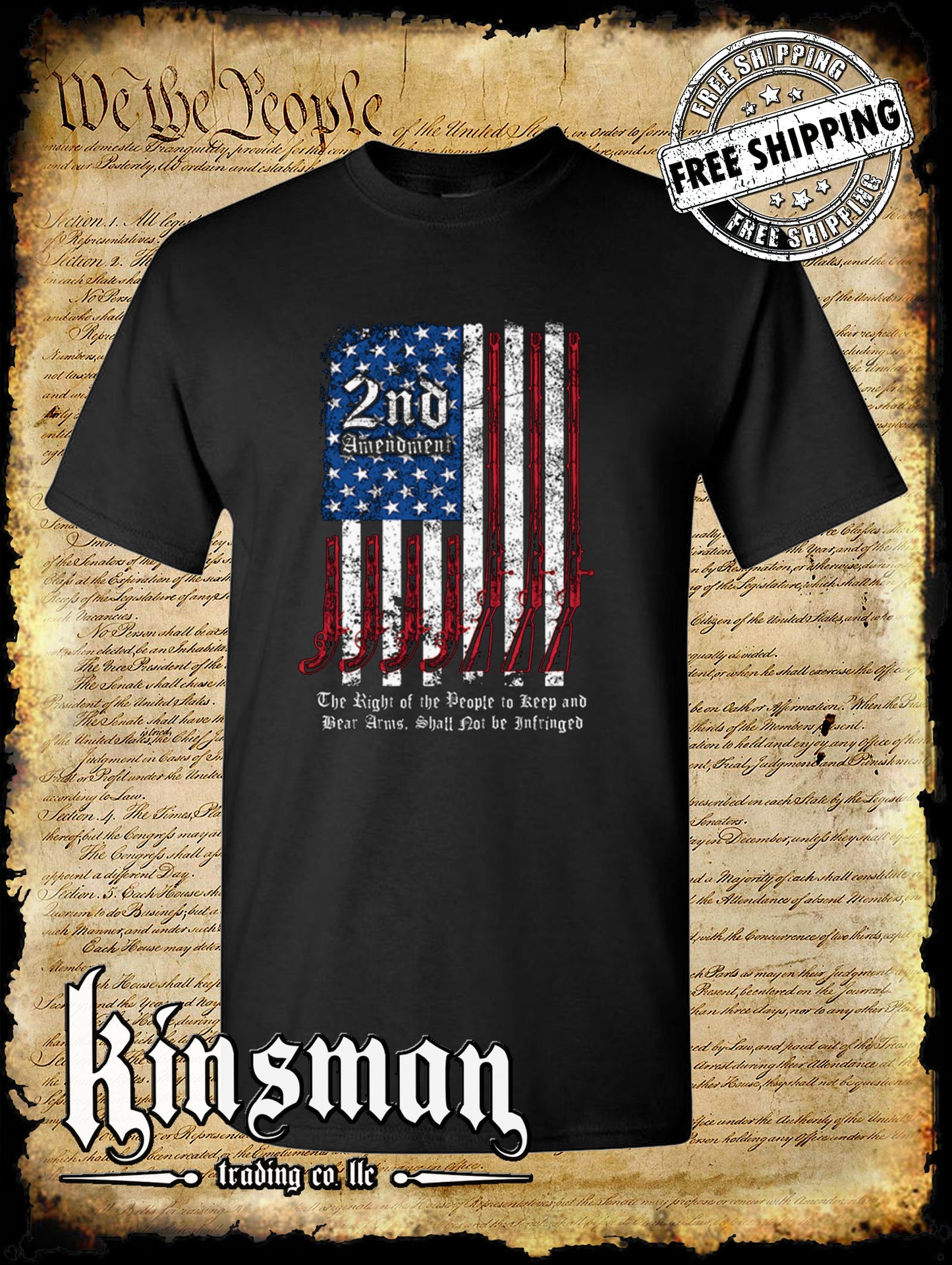 2nd Amendment Script T-Shirt - Keep & Bear Firearms Not Infringed