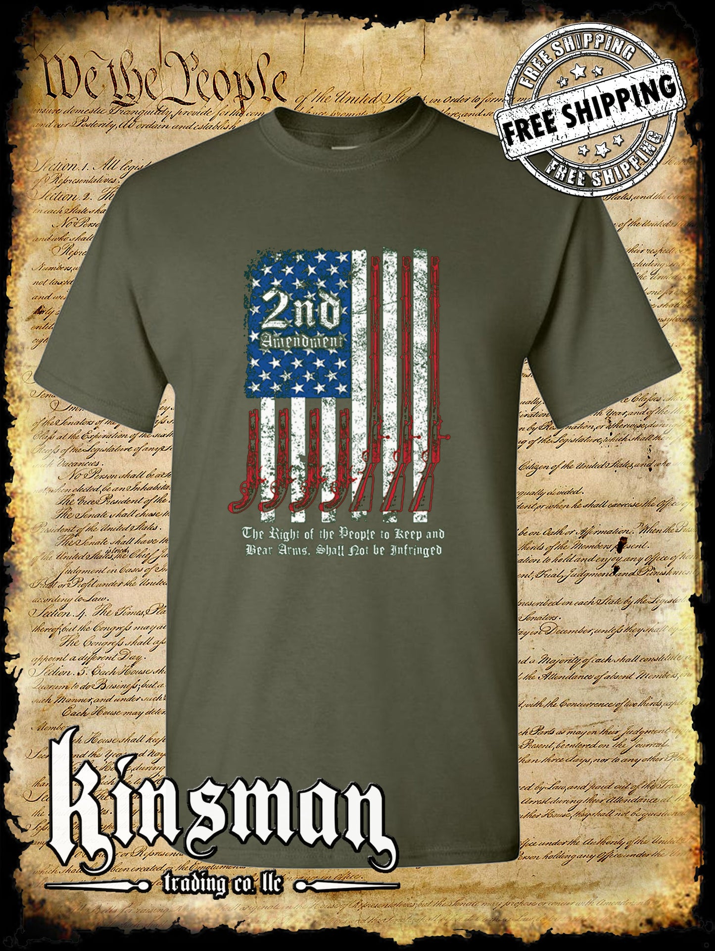 2nd Amendment Script T-Shirt - Keep & Bear Firearms Not Infringed