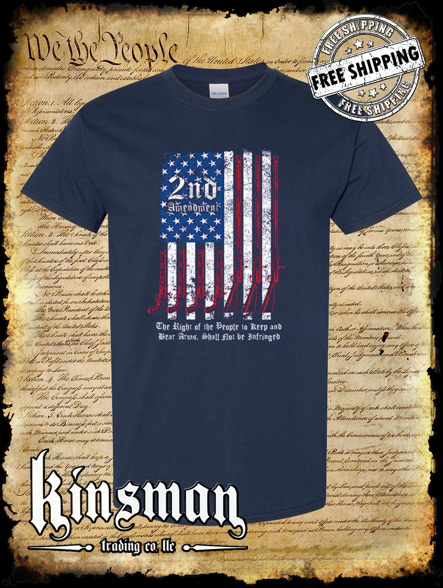 2nd Amendment Script T-Shirt - Keep & Bear Firearms Not Infringed