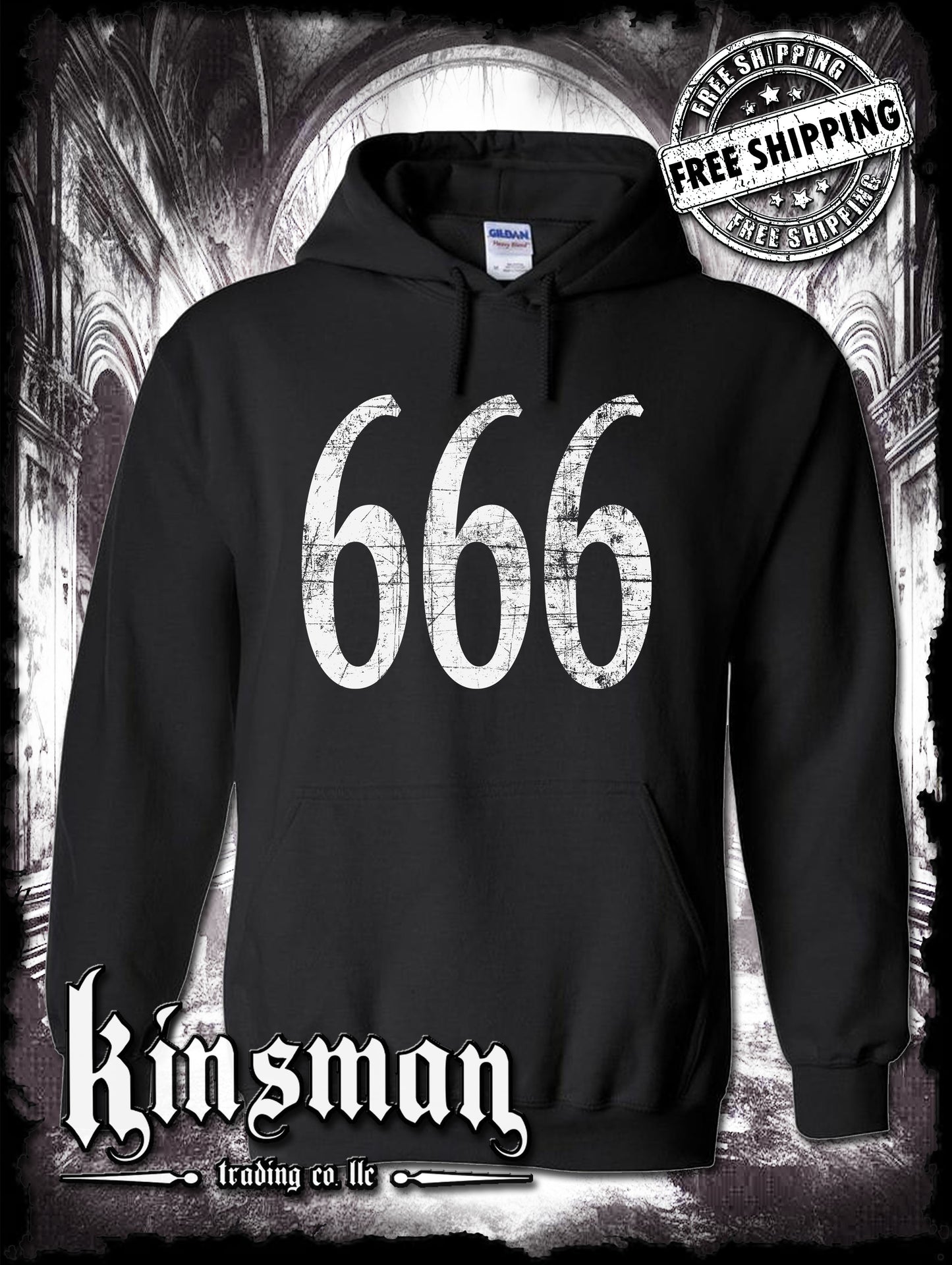 666 Hoodie - Triple Six Horror Satanic Halloween Punk Rock Metal Concert Tee