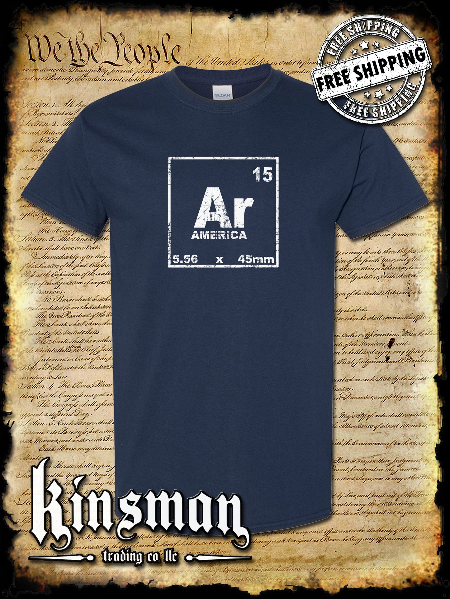 AR-15 Periodic Table Symbol T-Shirt / 2nd Amendment Gun Rights USA America 5.56