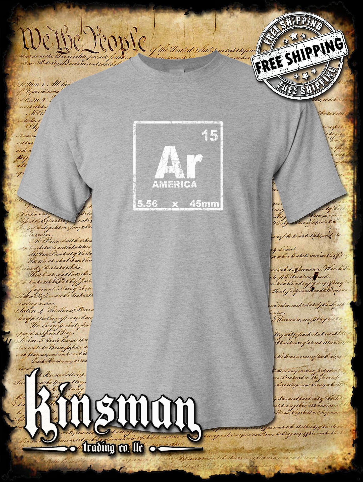 AR-15 Periodic Table Symbol T-Shirt / 2nd Amendment Gun Rights USA America 5.56