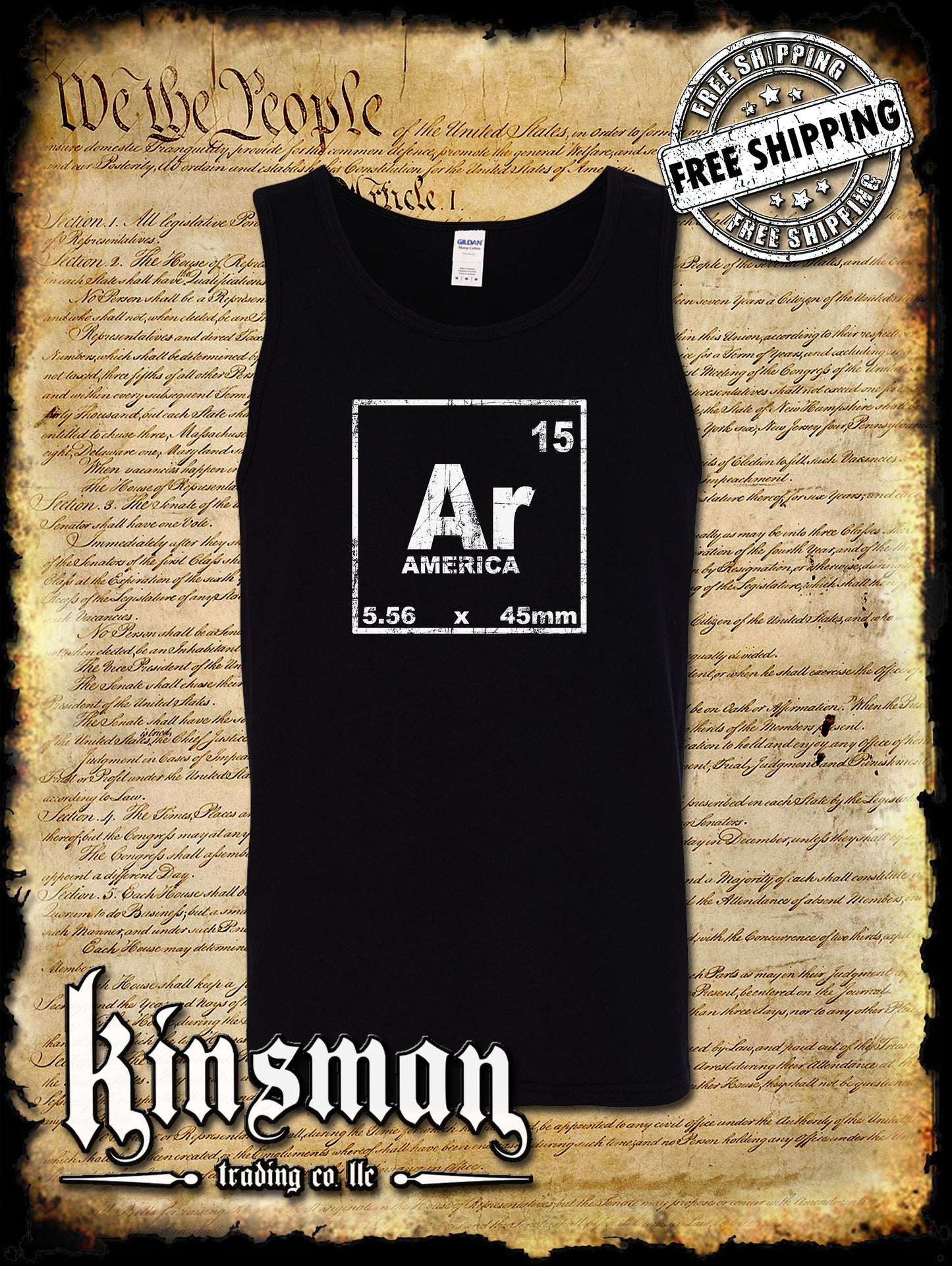 AR-15 Periodic Table Symbol Tank Top T-Shirt / 2nd Amendment Gun Rights 5.56
