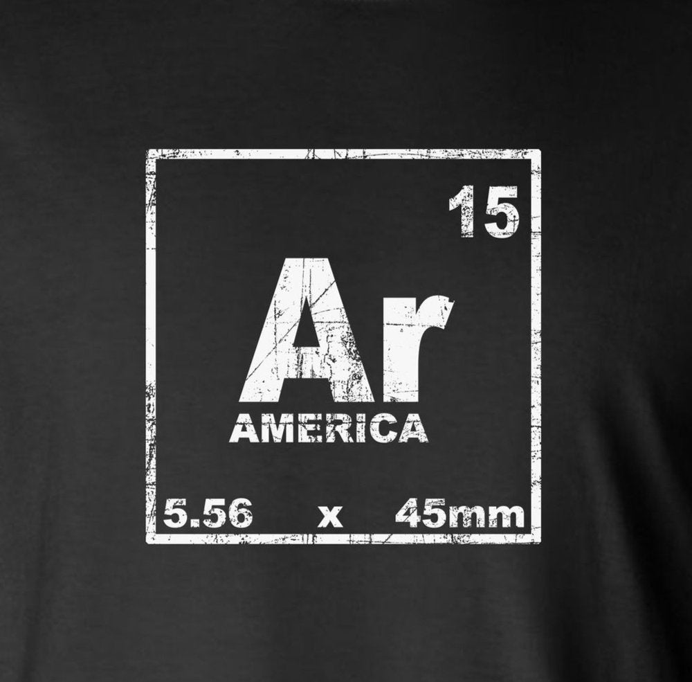 AR-15 Periodic Table Symbol 2-Sided Long Sleeve T-Shirt / 2nd Amendment