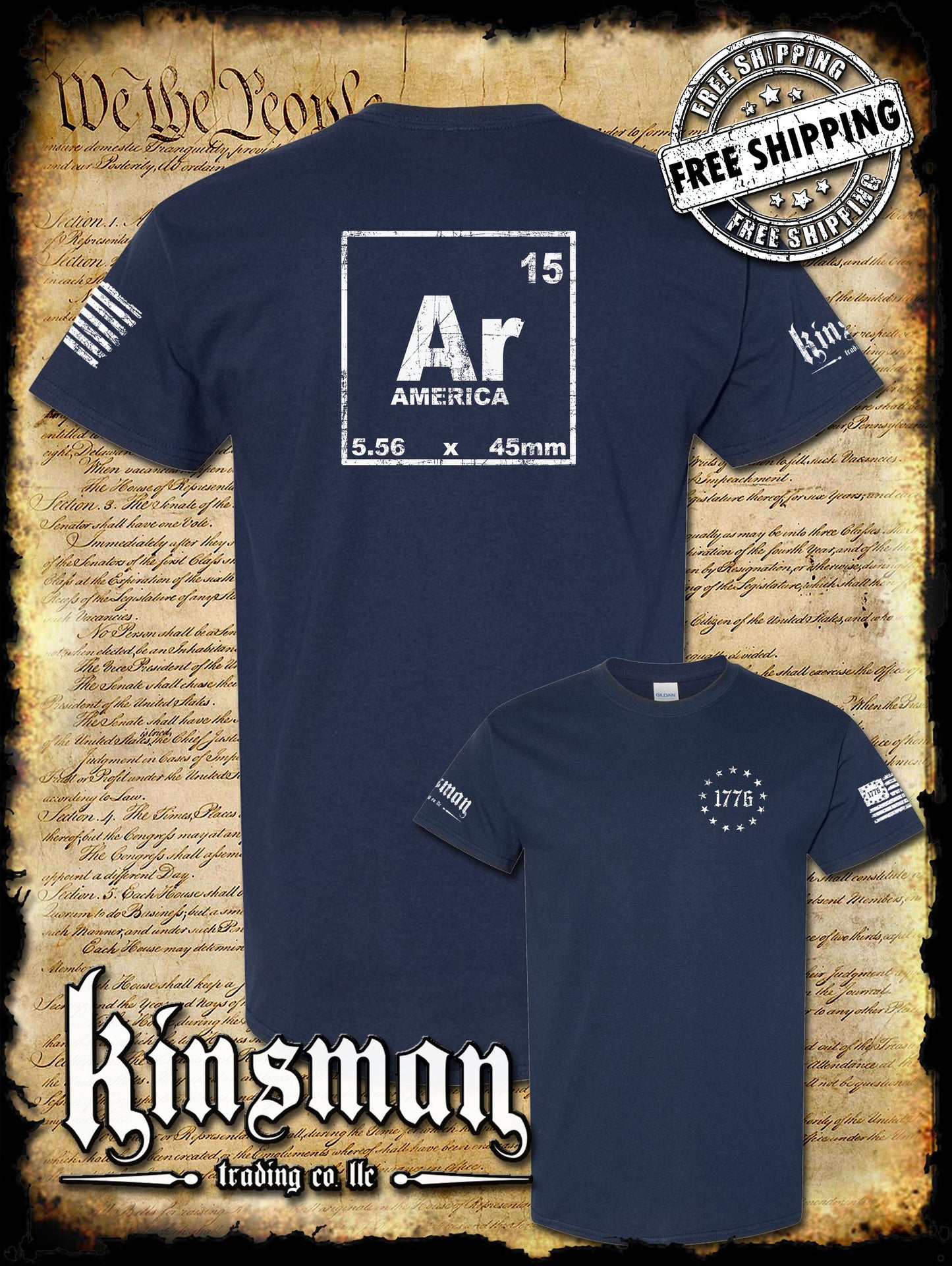 AR-15 Periodic Table Symbol 2-Sided T-Shirt / 2nd Amendment