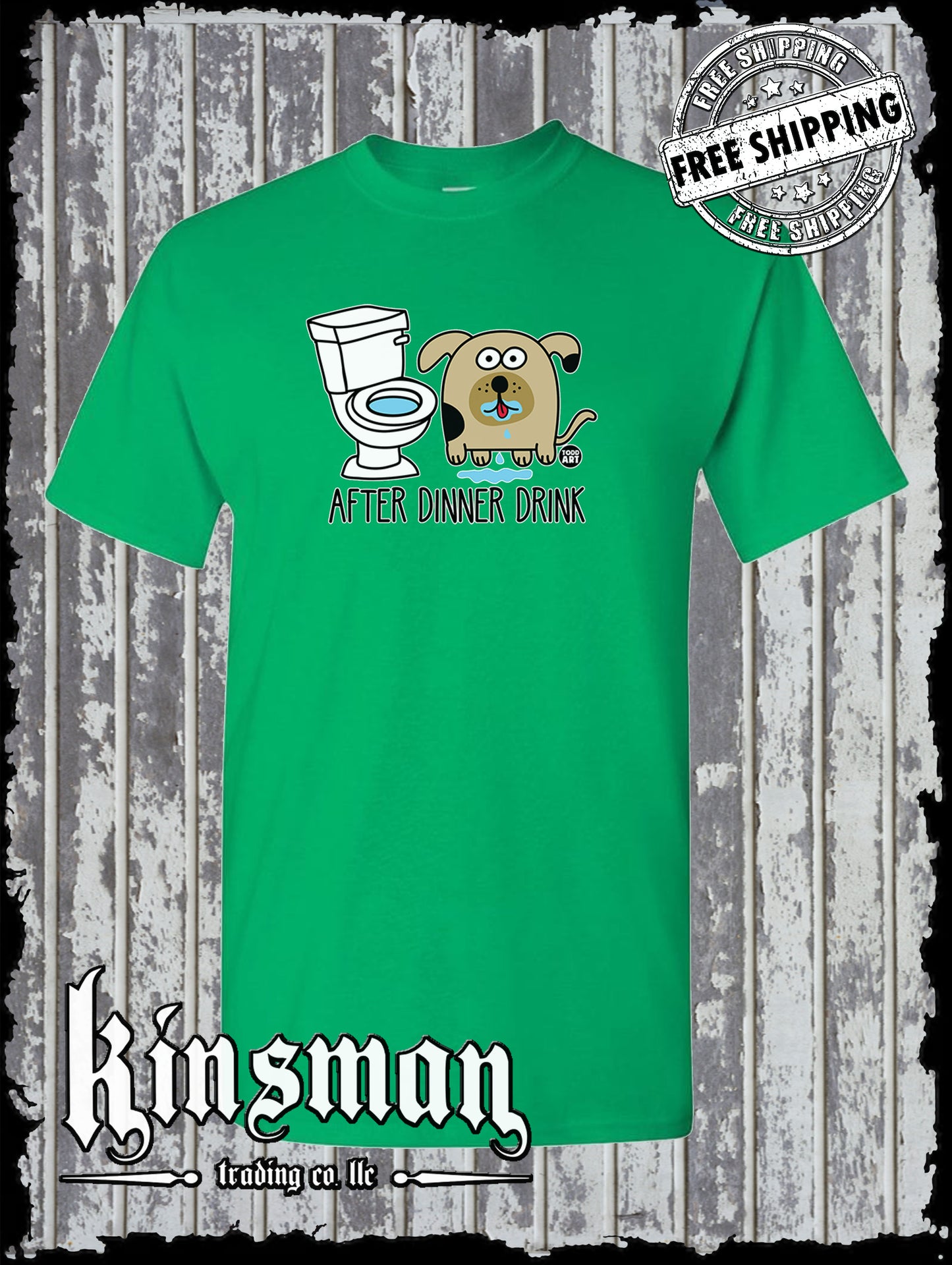 After Dinner Drink Funny Dog Toilet Water T-Shirt Todd Goldman Licensed