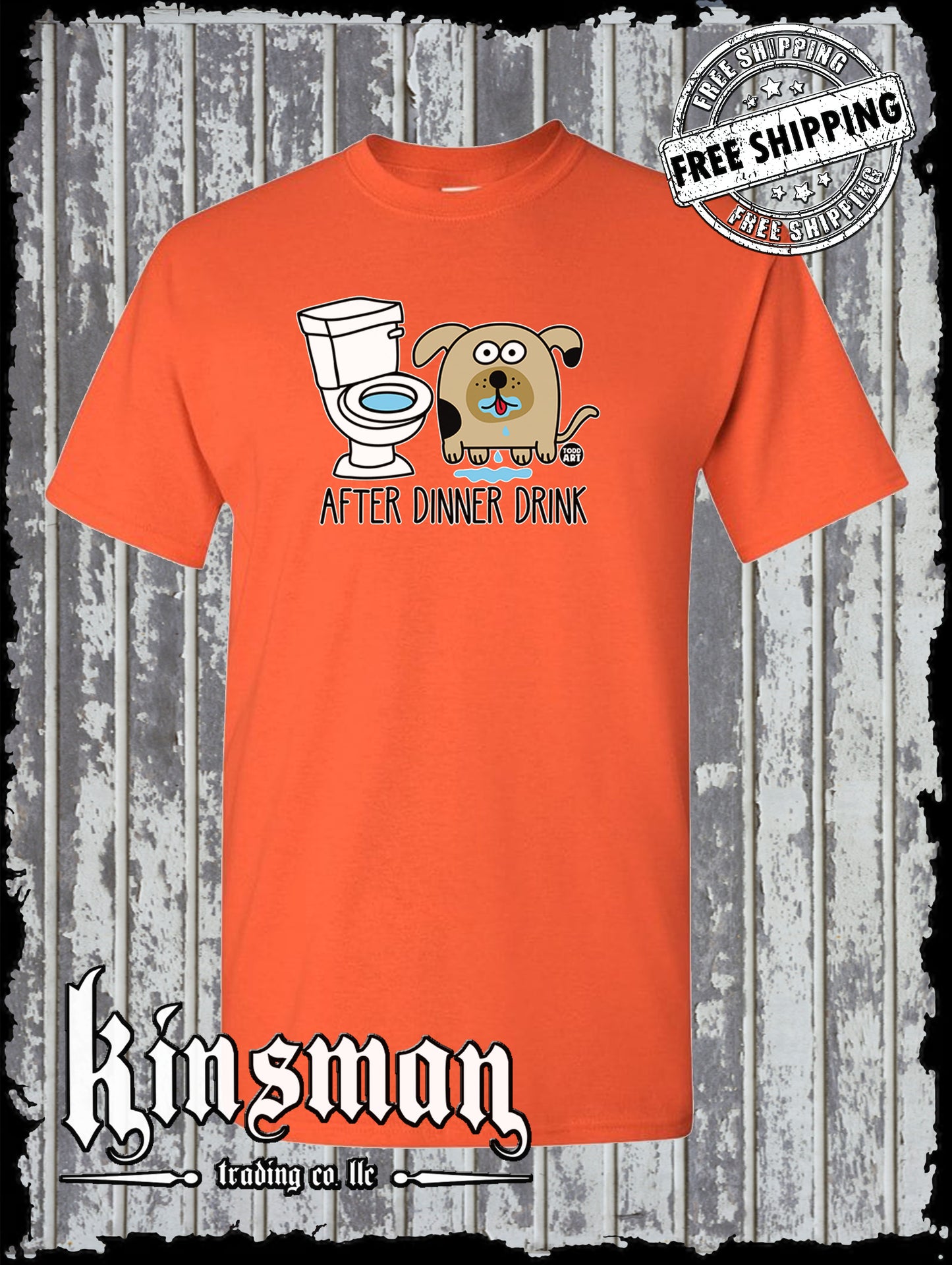 After Dinner Drink Funny Dog Toilet Water T-Shirt Todd Goldman Licensed