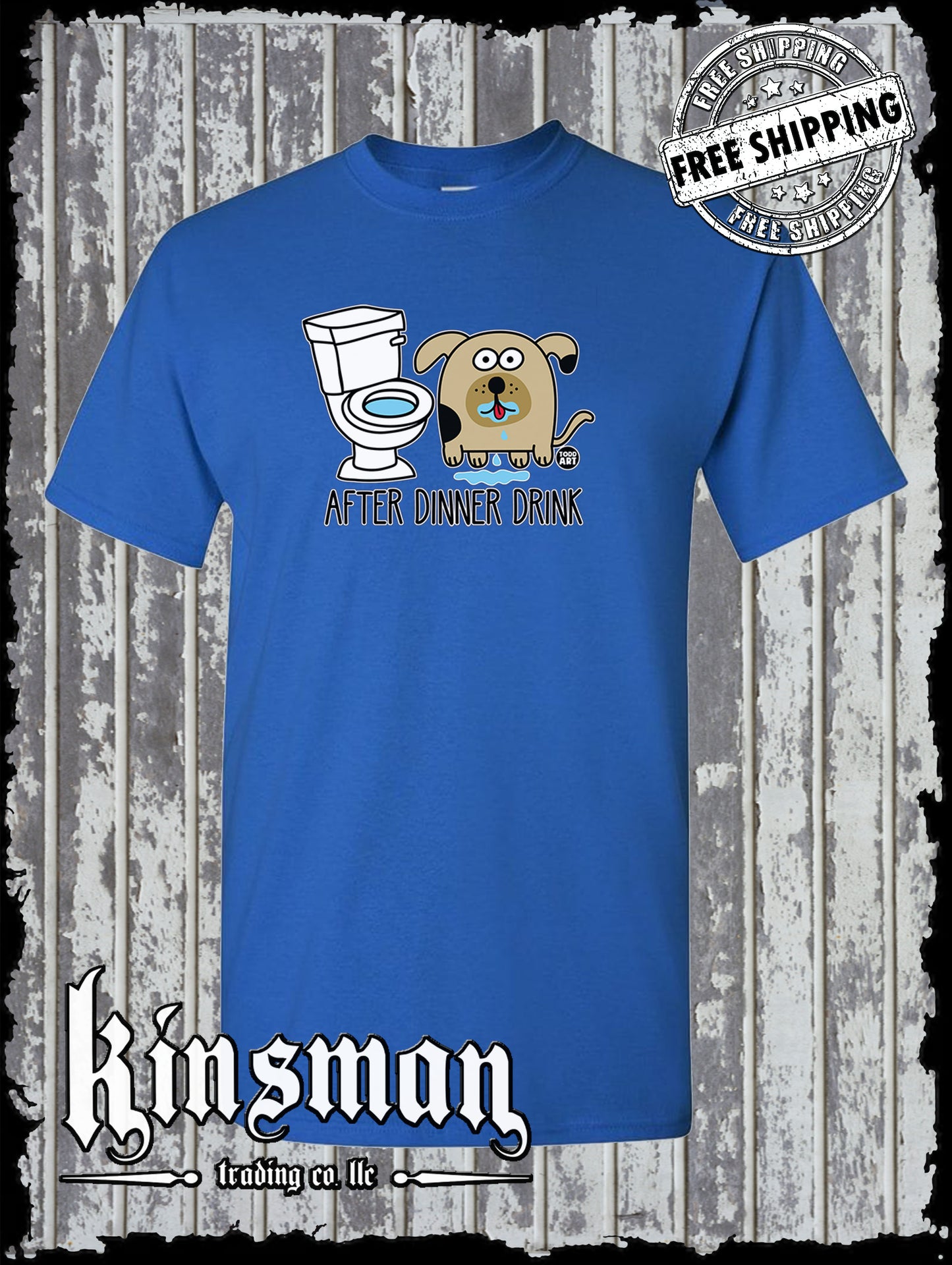 After Dinner Drink Funny Dog Toilet Water T-Shirt Todd Goldman Licensed