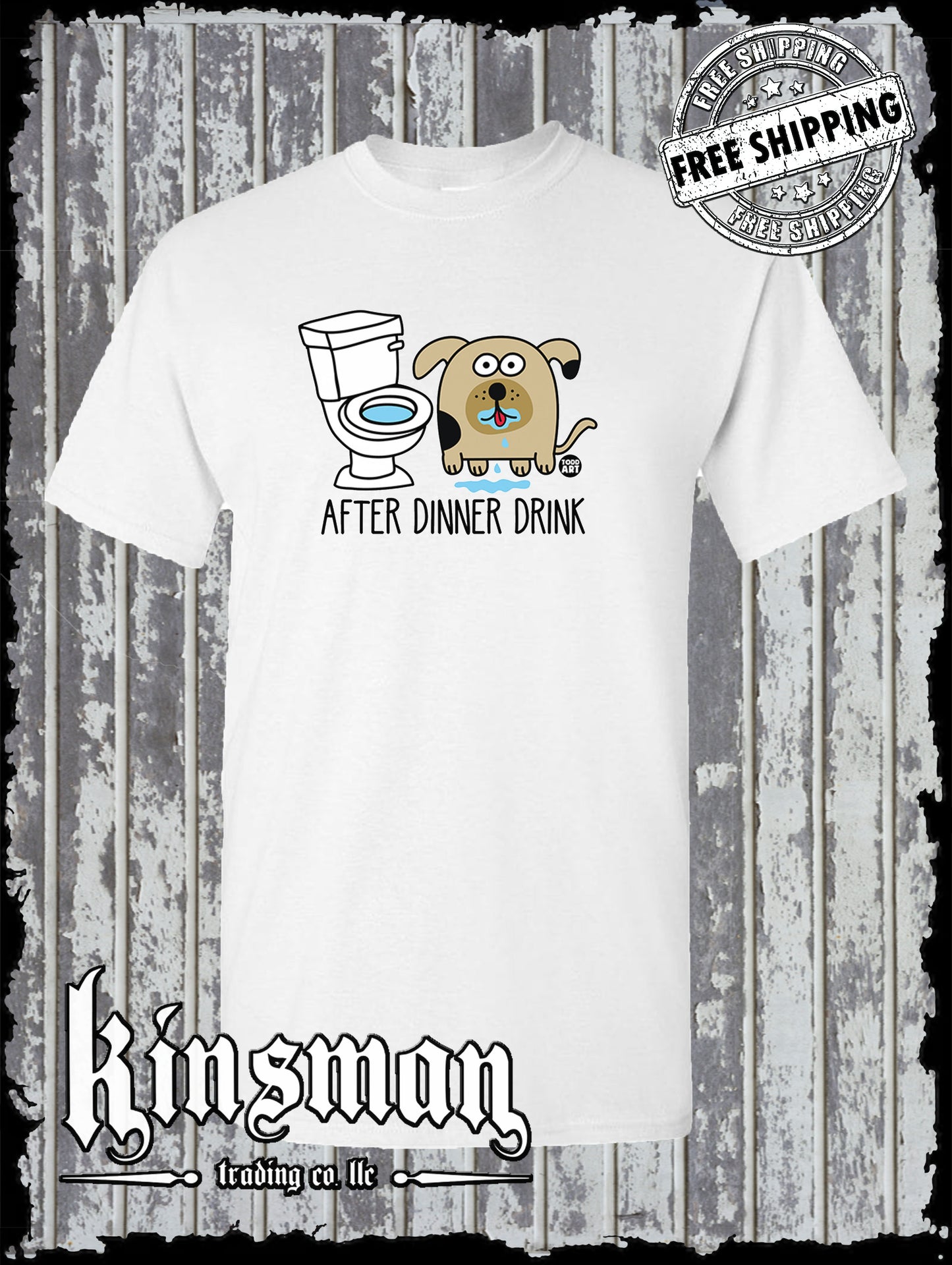 After Dinner Drink Funny Dog Toilet Water T-Shirt Todd Goldman Licensed