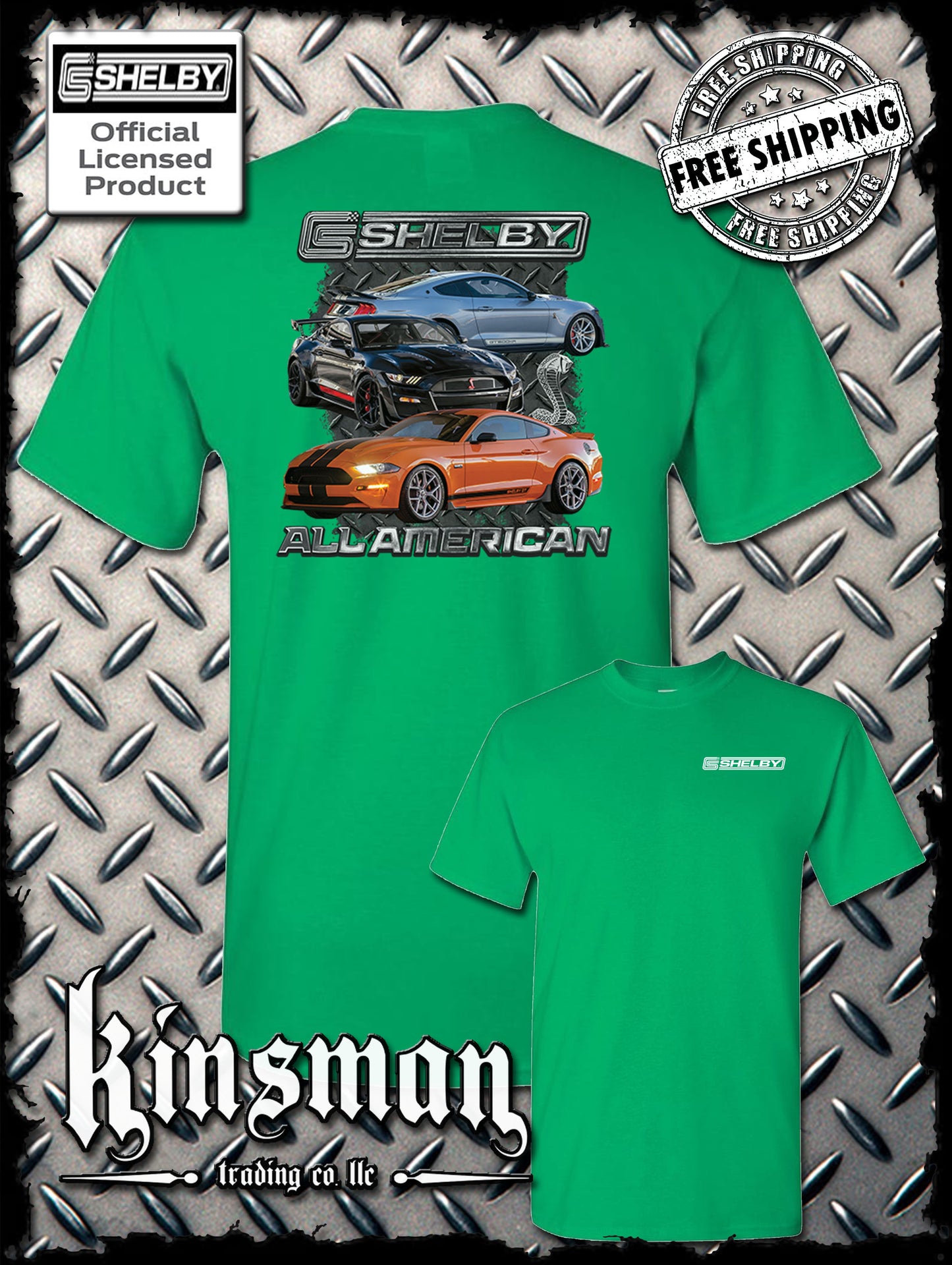 Carroll Shelby All American 2-Sided T-Shirt Ford Mustang GT 500