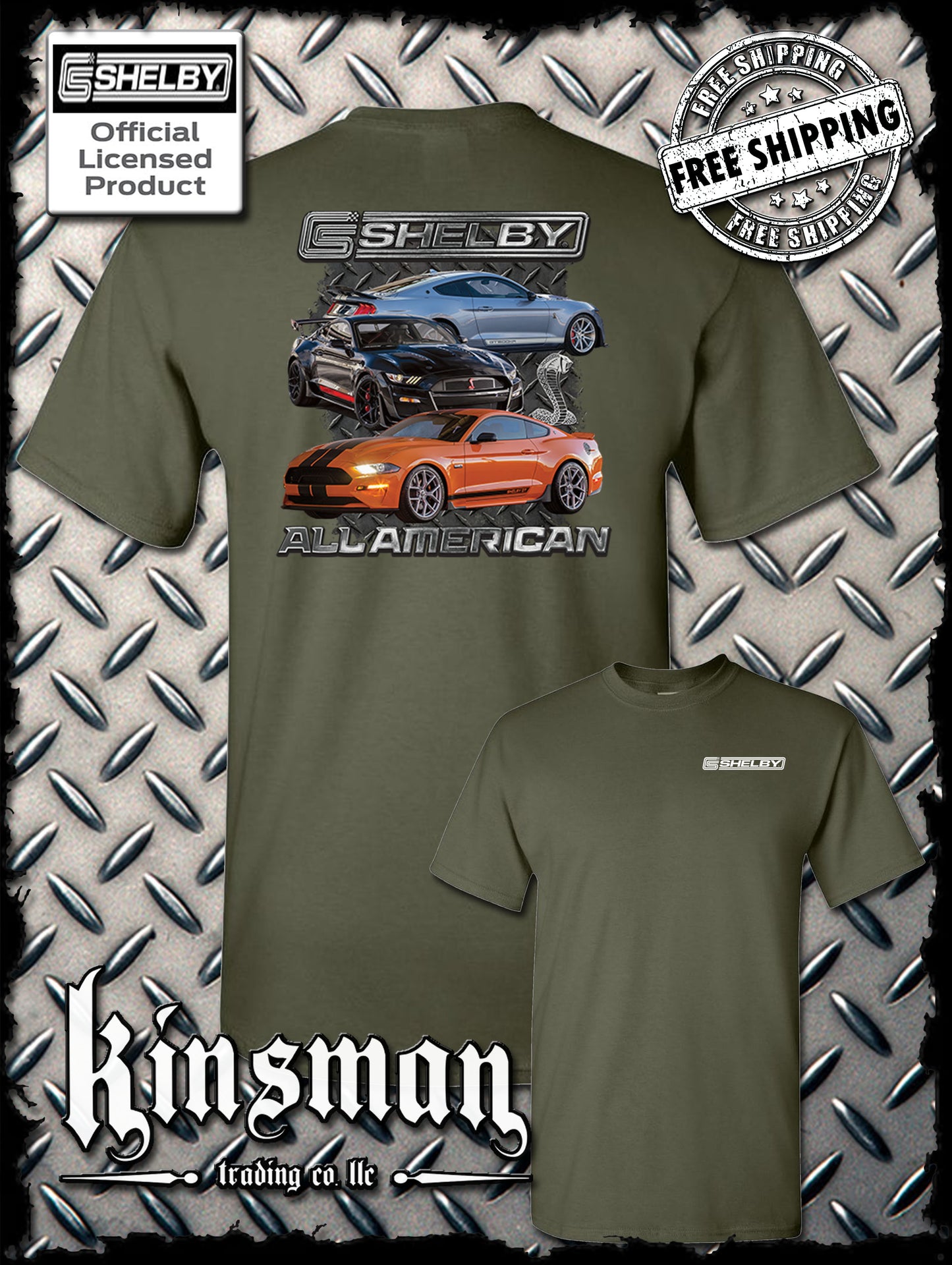 Carroll Shelby All American 2-Sided T-Shirt Ford Mustang GT 500