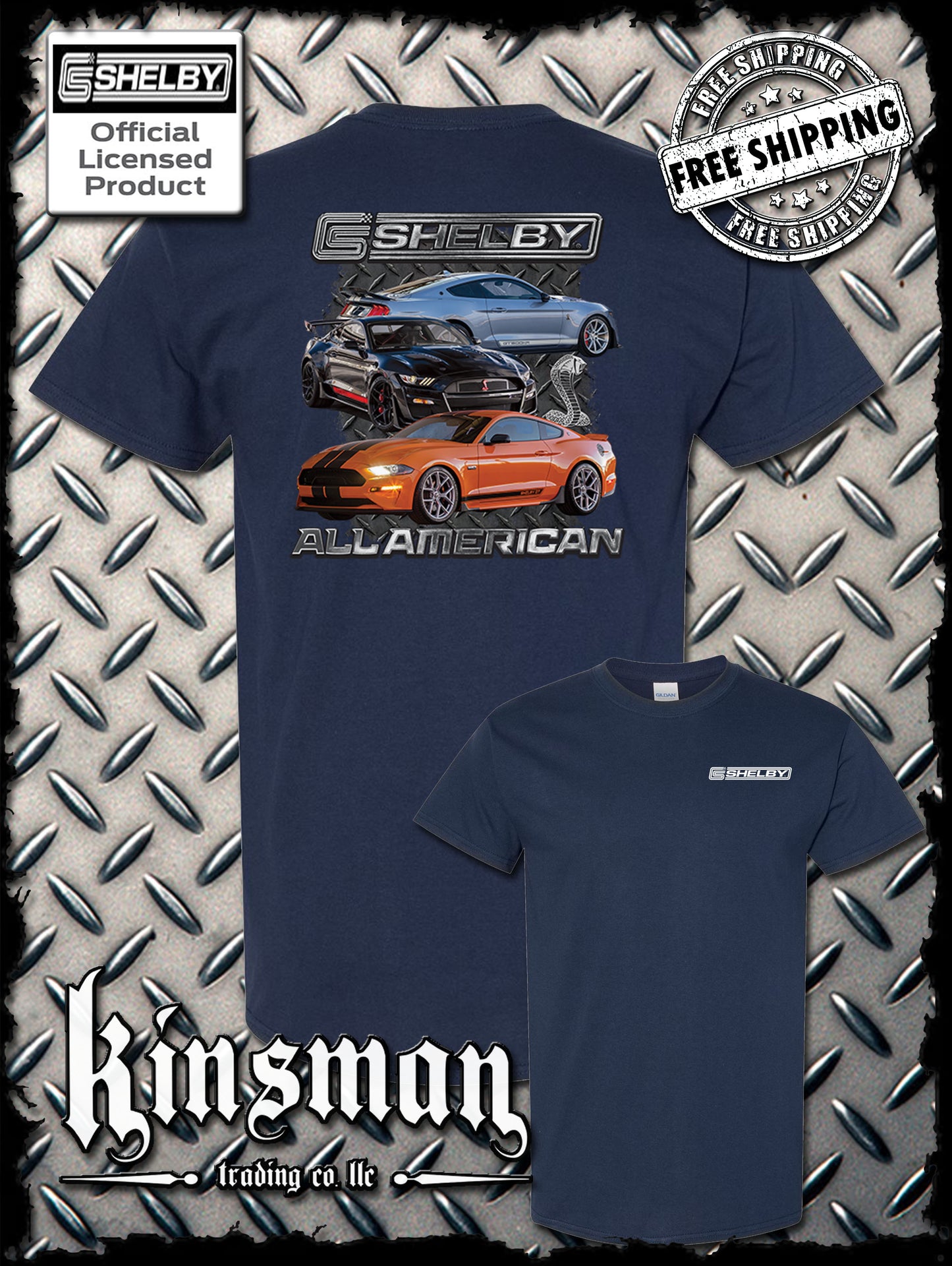 Carroll Shelby All American 2-Sided T-Shirt Ford Mustang GT 500