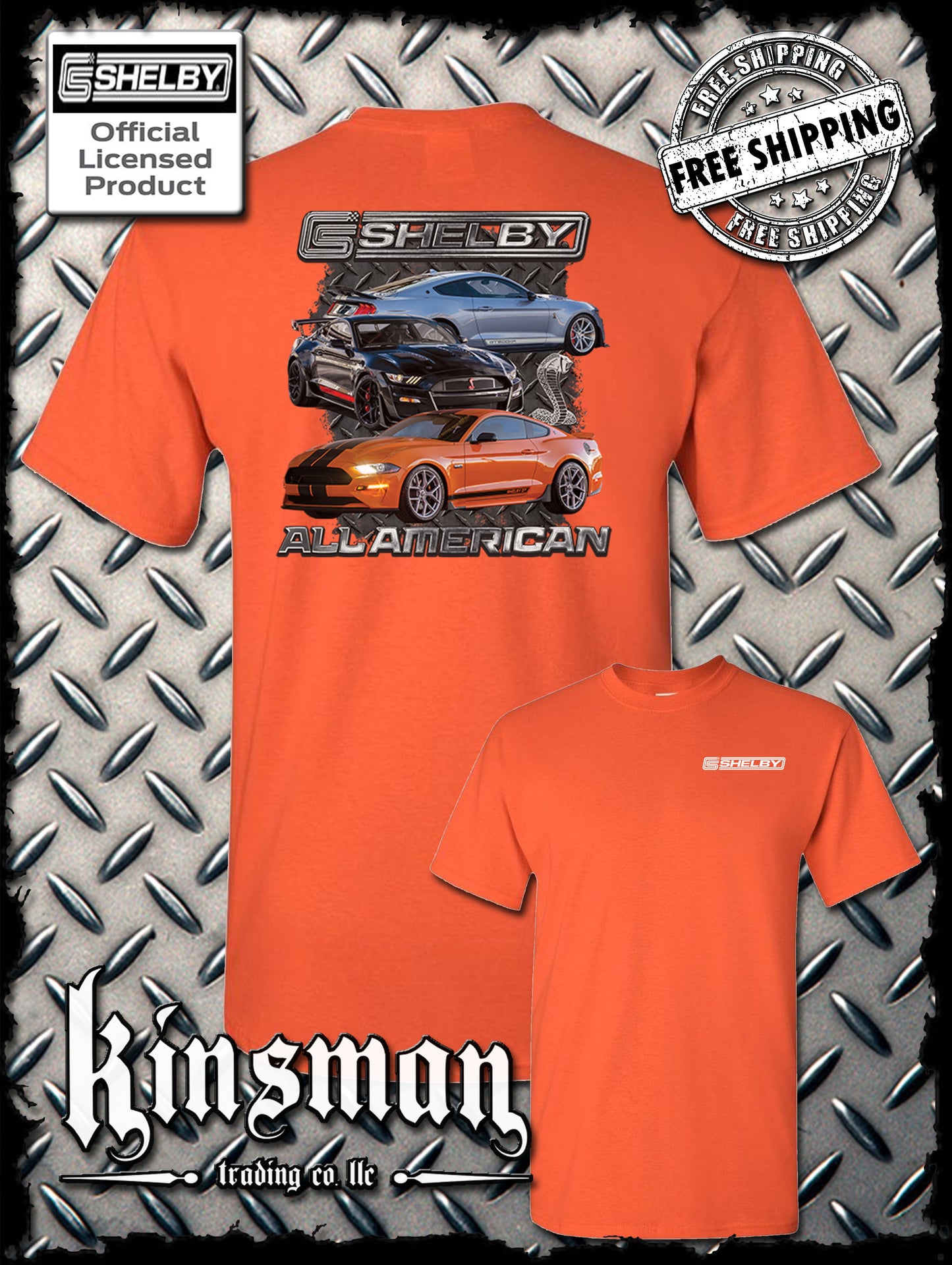 Carroll Shelby All American 2-Sided T-Shirt Ford Mustang GT 500