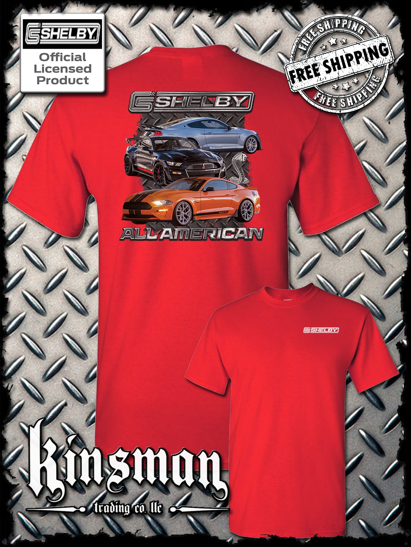 Carroll Shelby All American 2-Sided T-Shirt Ford Mustang GT 500