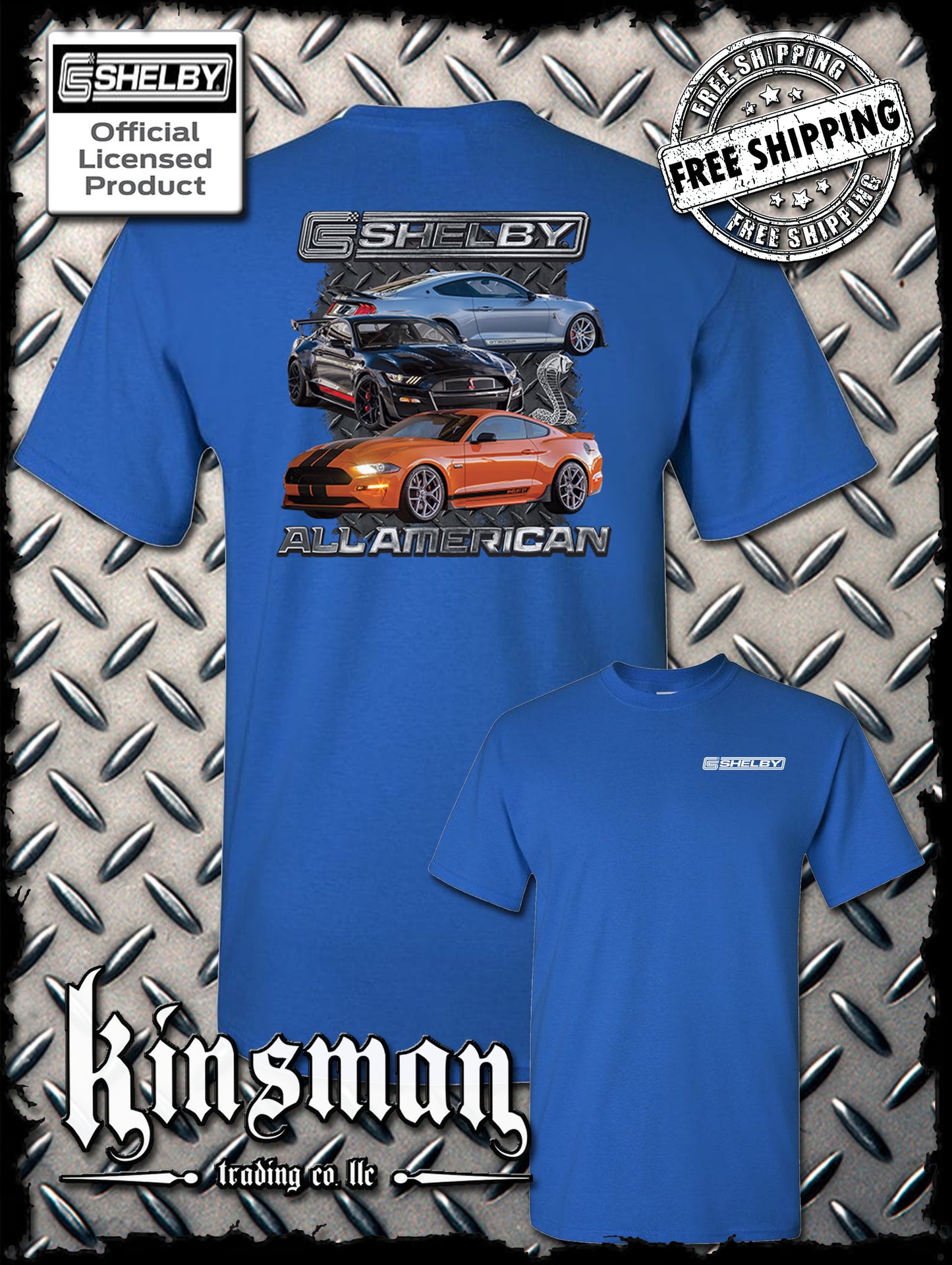 Carroll Shelby All American 2-Sided T-Shirt Ford Mustang GT 500