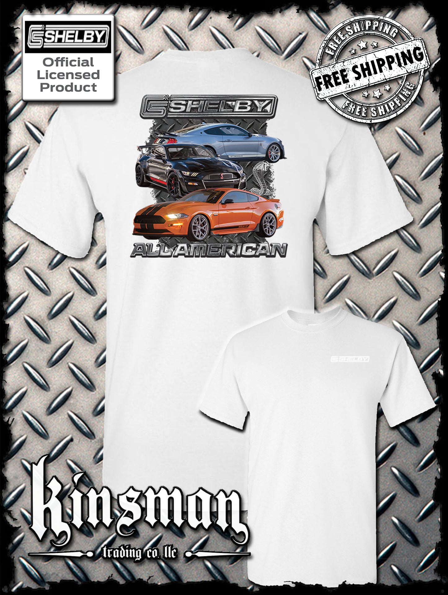 Carroll Shelby All American 2-Sided T-Shirt Ford Mustang GT 500