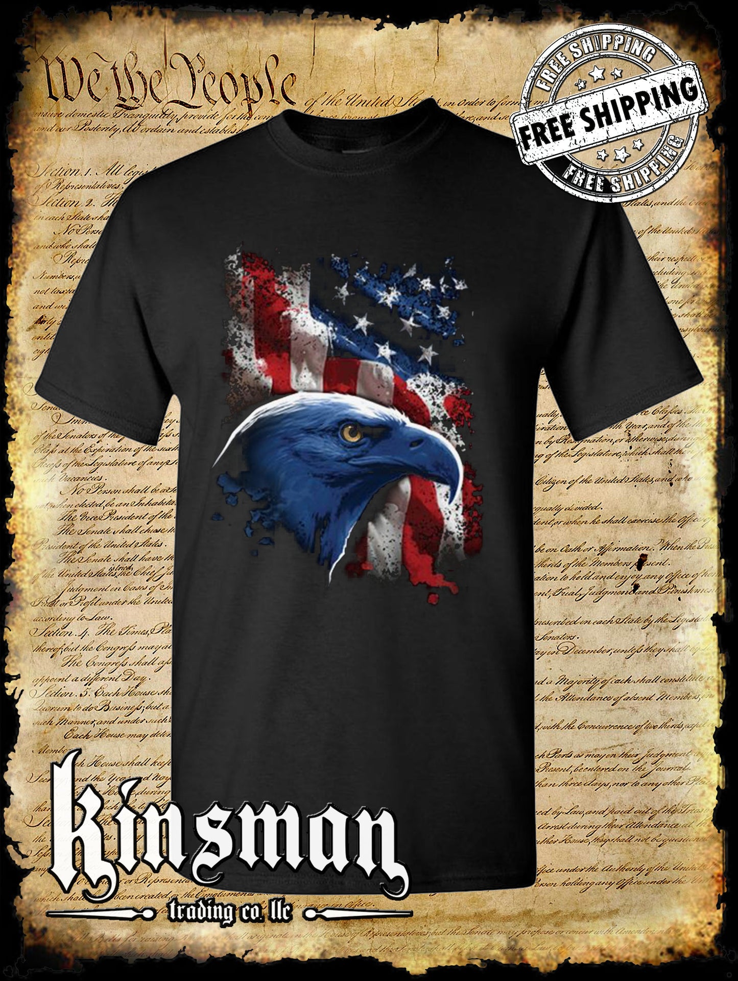 American Icon Bald Eagle T-Shirt - American Flag 4th of July Patriotic USA