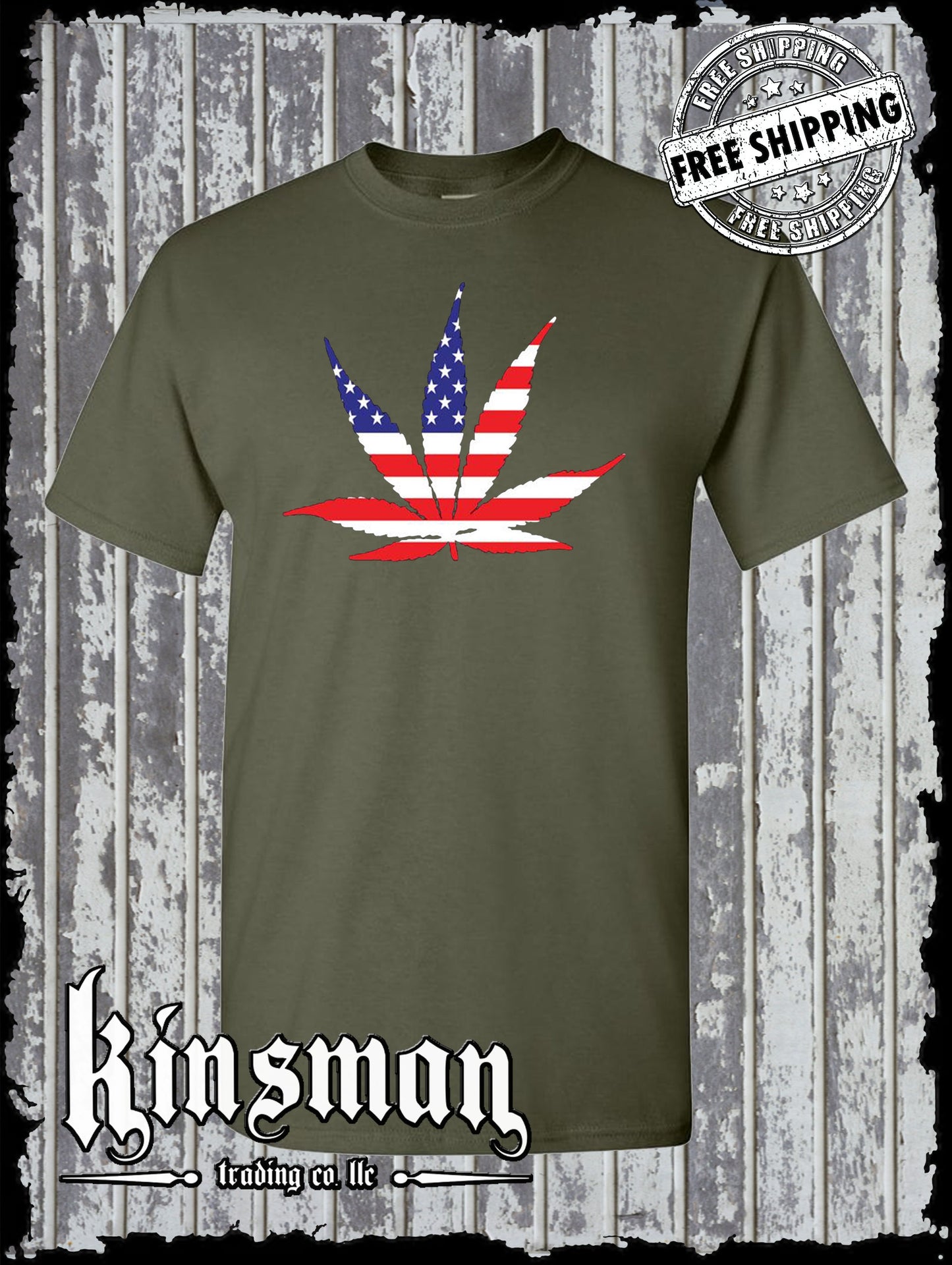 American Flag Pot Leaf USA T-Shirt Marijuana Cannabis 420