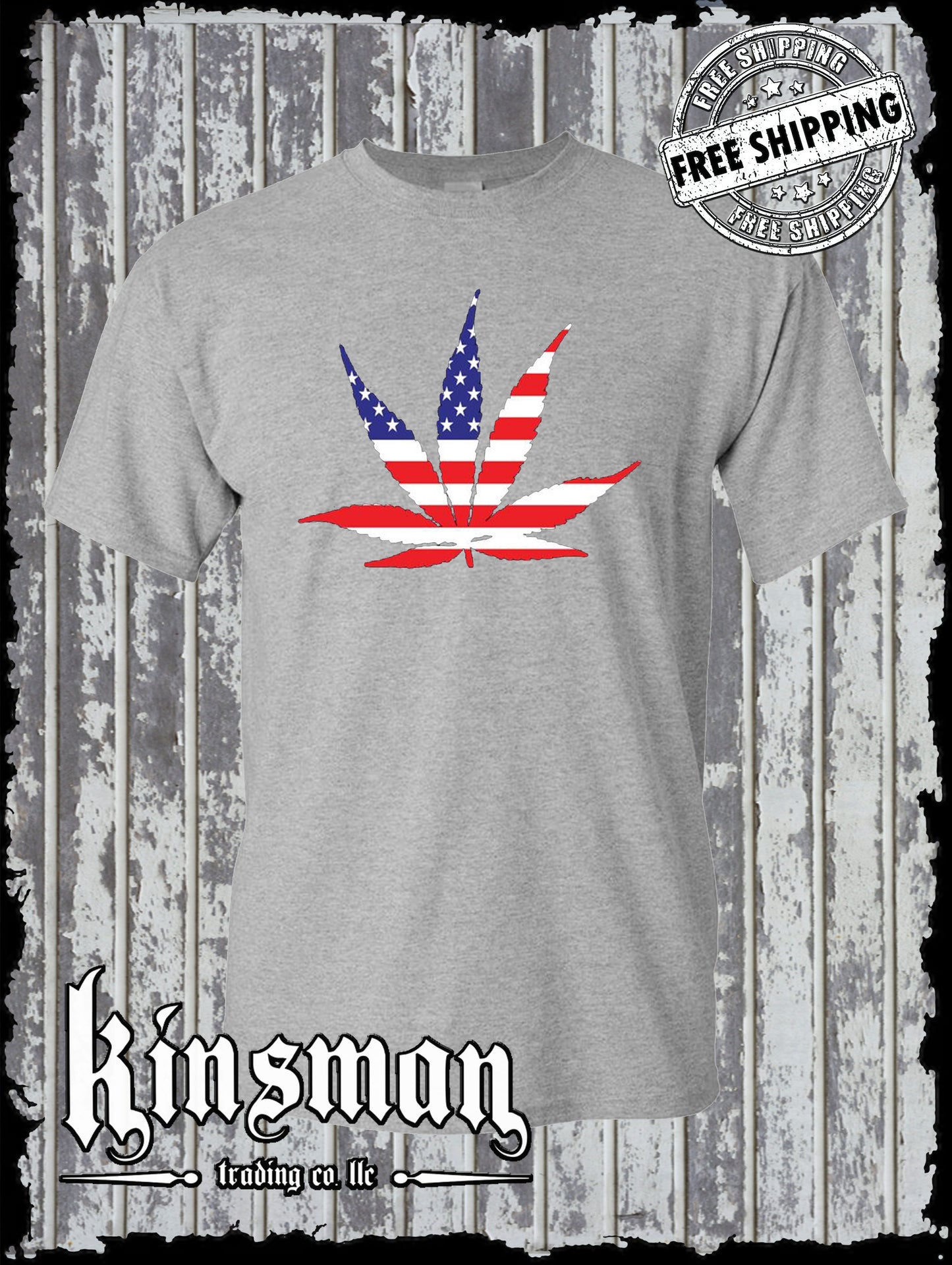 American Flag Pot Leaf USA T-Shirt Marijuana Cannabis 420