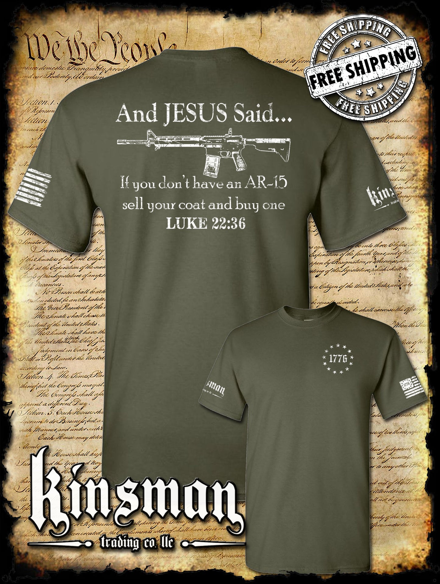 And JESUS Said AR-15 2-Sided T-Shirt - Luke 22 36