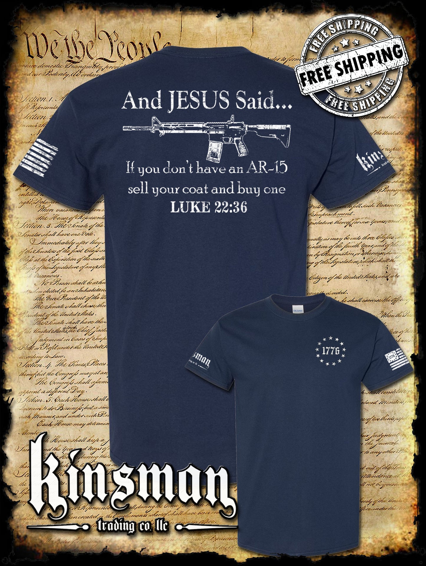 And JESUS Said AR-15 2-Sided T-Shirt - Luke 22 36