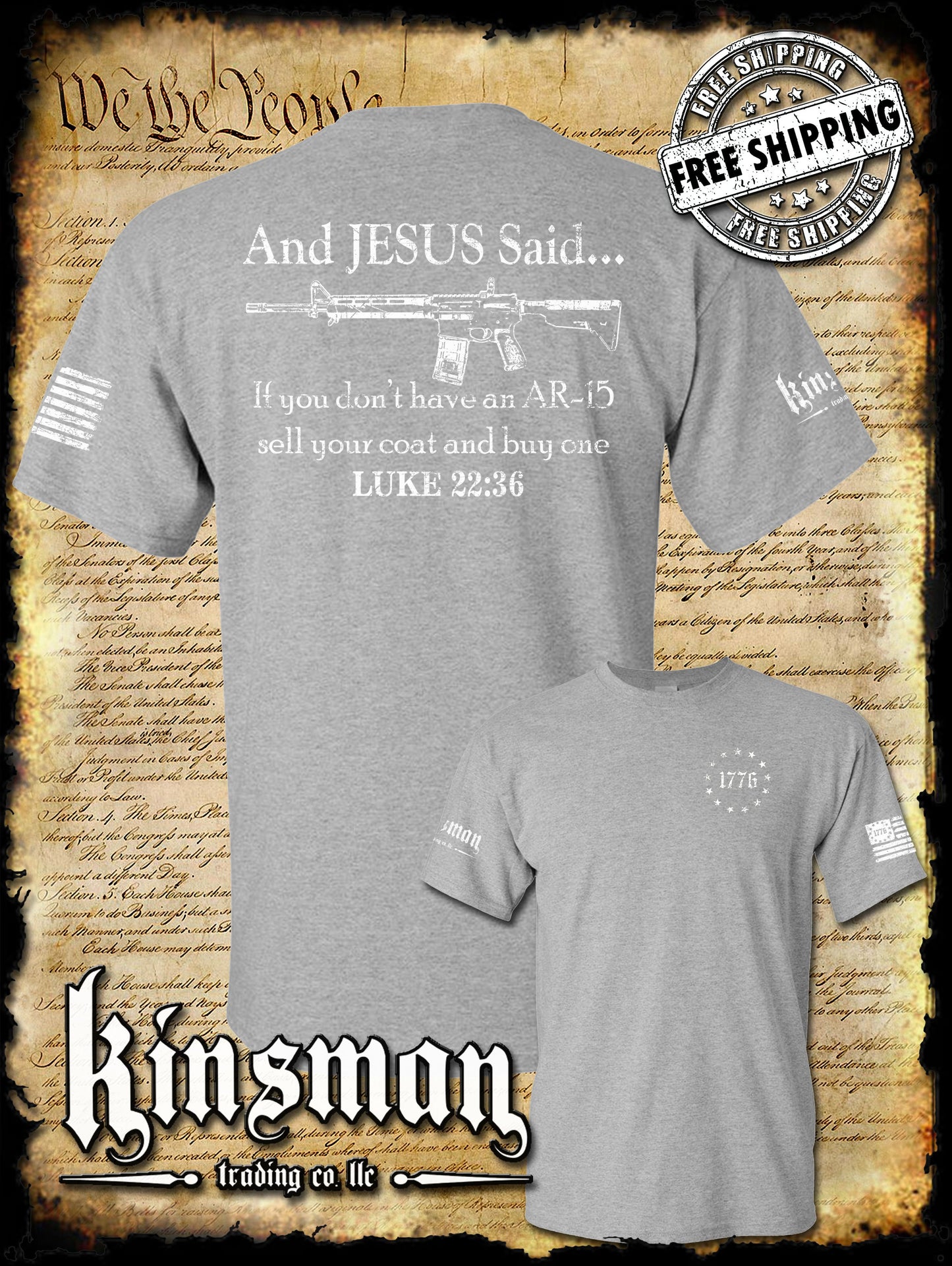 And JESUS Said AR-15 2-Sided T-Shirt - Luke 22 36