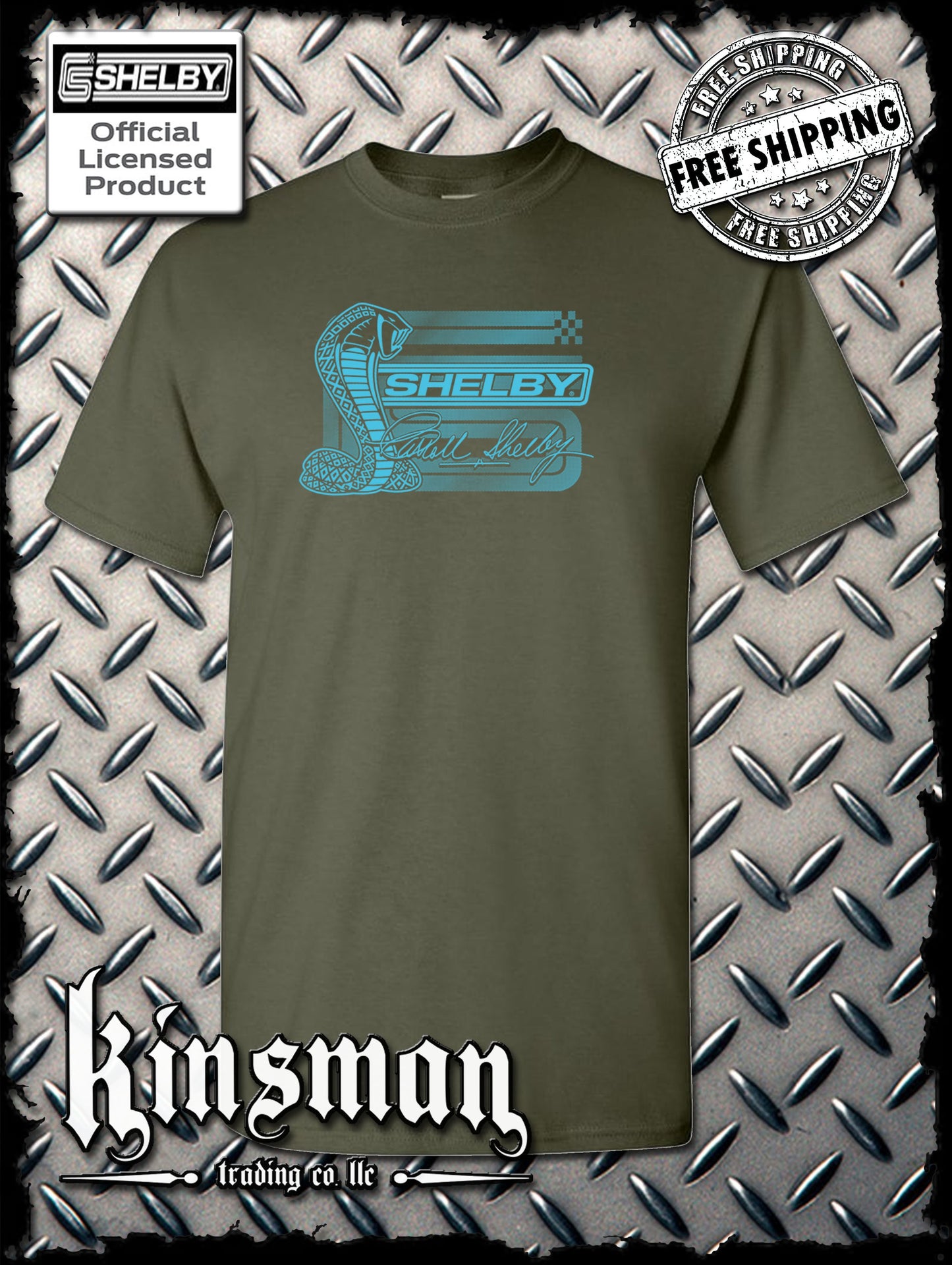 Carroll Shelby Aqua Cobra Logo T-Shirt