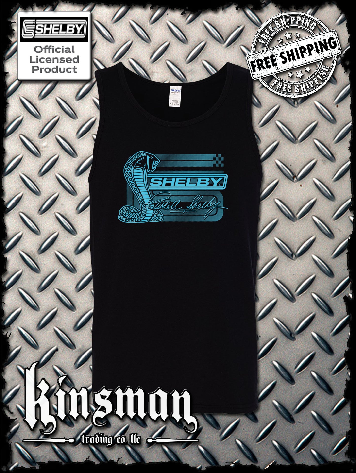 Carroll Shelby Aqua Cobra Logo Tank Top T-Shirt