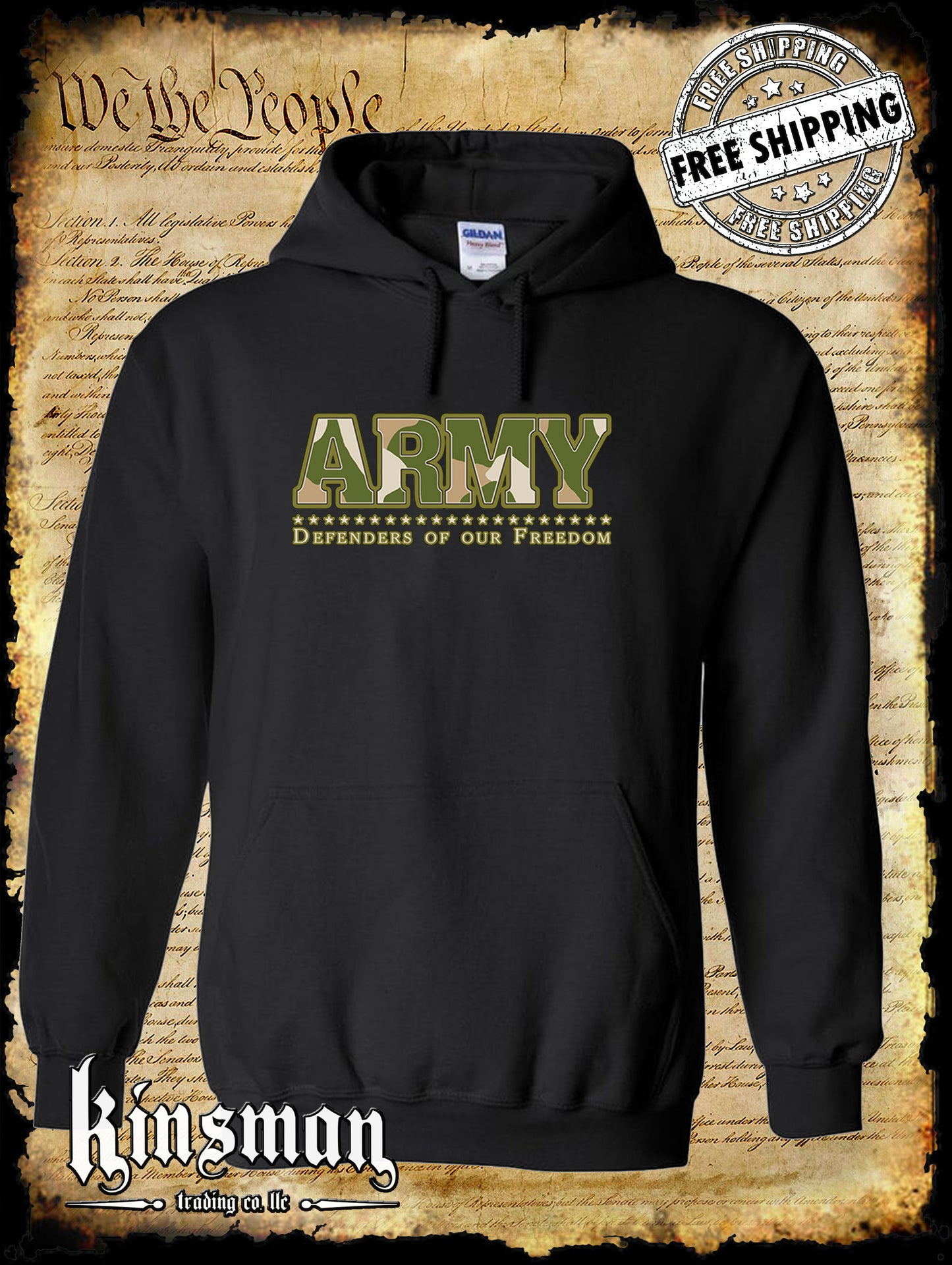 Army Defenders Of Our Freedom Hoodie / Sweatshirt US Military Licensed
