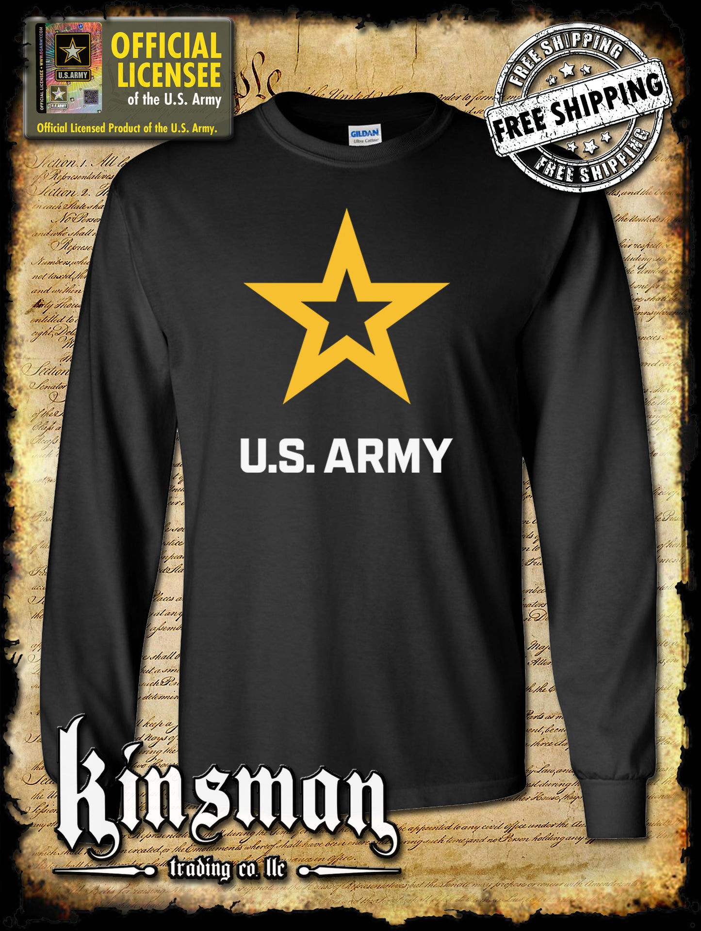 Army Star Logo Long Sleeve T-Shirt - United States of America Military Official / Licensed