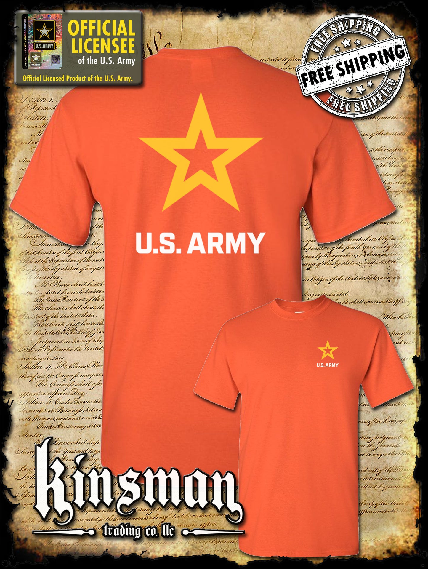 Army Star Logo 2-Sided T-Shirt - United States of America Military Official / Licensed