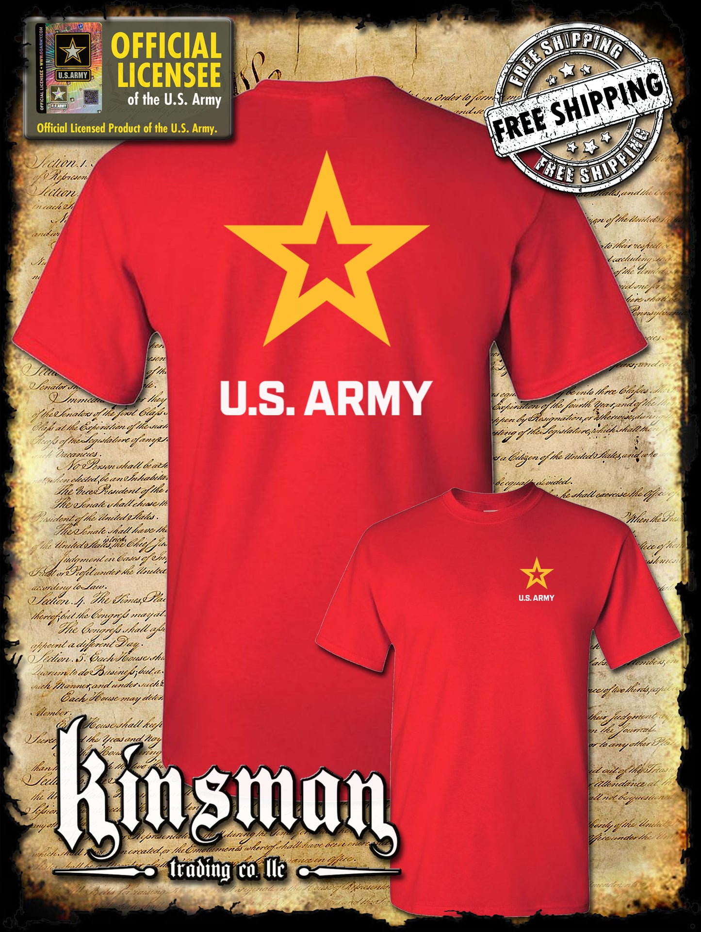 Army Star Logo 2-Sided T-Shirt - United States of America Military Official / Licensed