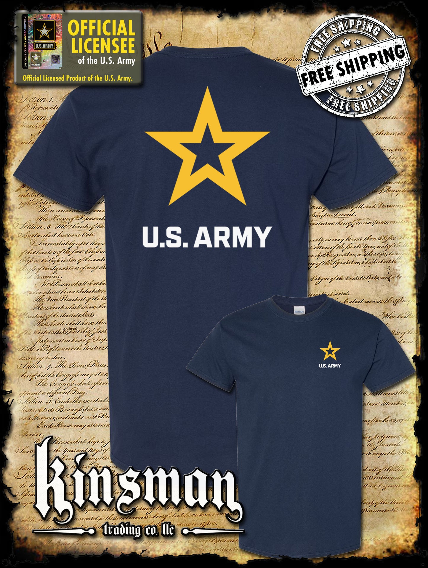Army Star Logo 2-Sided T-Shirt - United States of America Military Official / Licensed