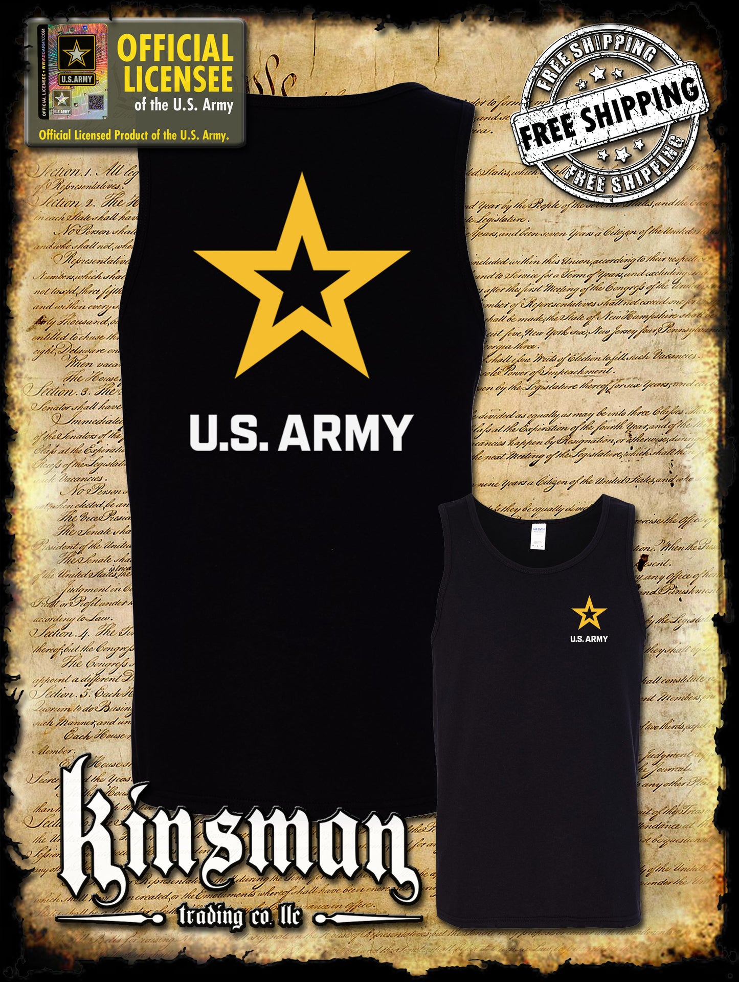 Army Star Logo 2-Sided Tank Top T-Shirt - United States of America Military Official / Licensed