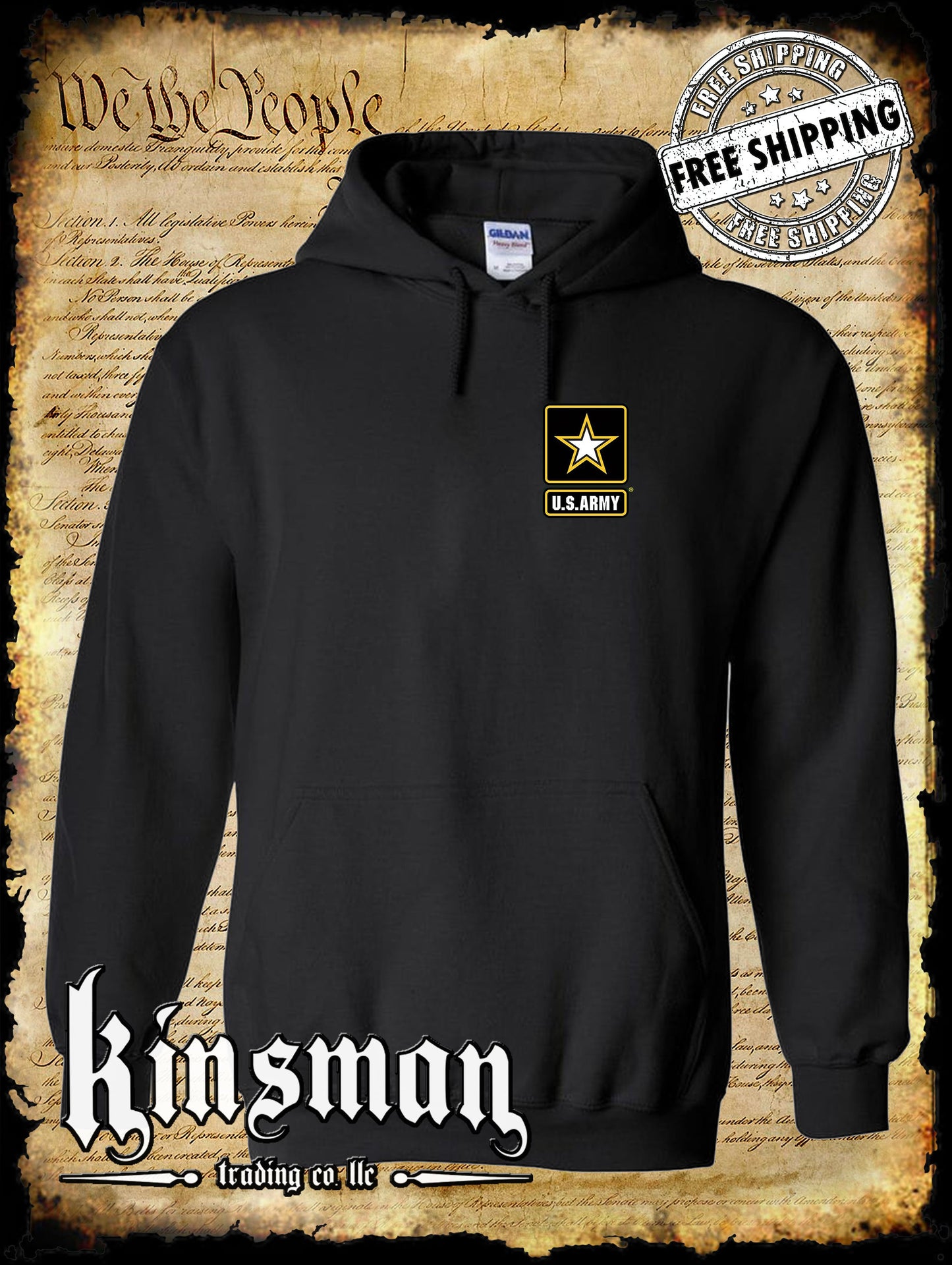 US Army Logo Crest Hoodie - United States of America USA Military - Licensed -