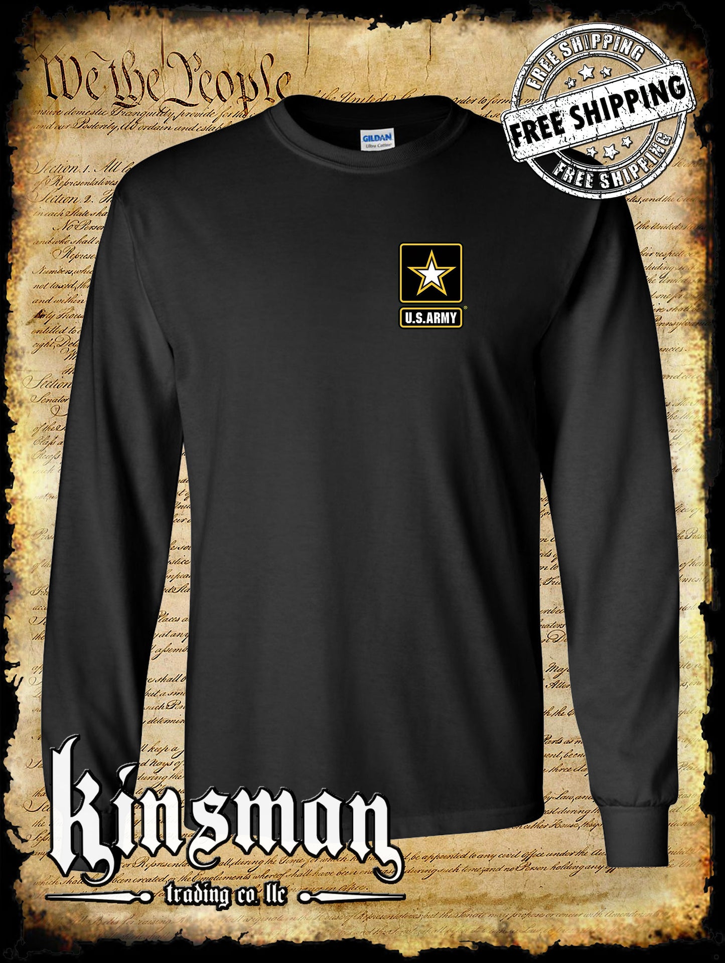 US Army Logo Crest Long Sleeve T-Shirt / United States America Military Licensed
