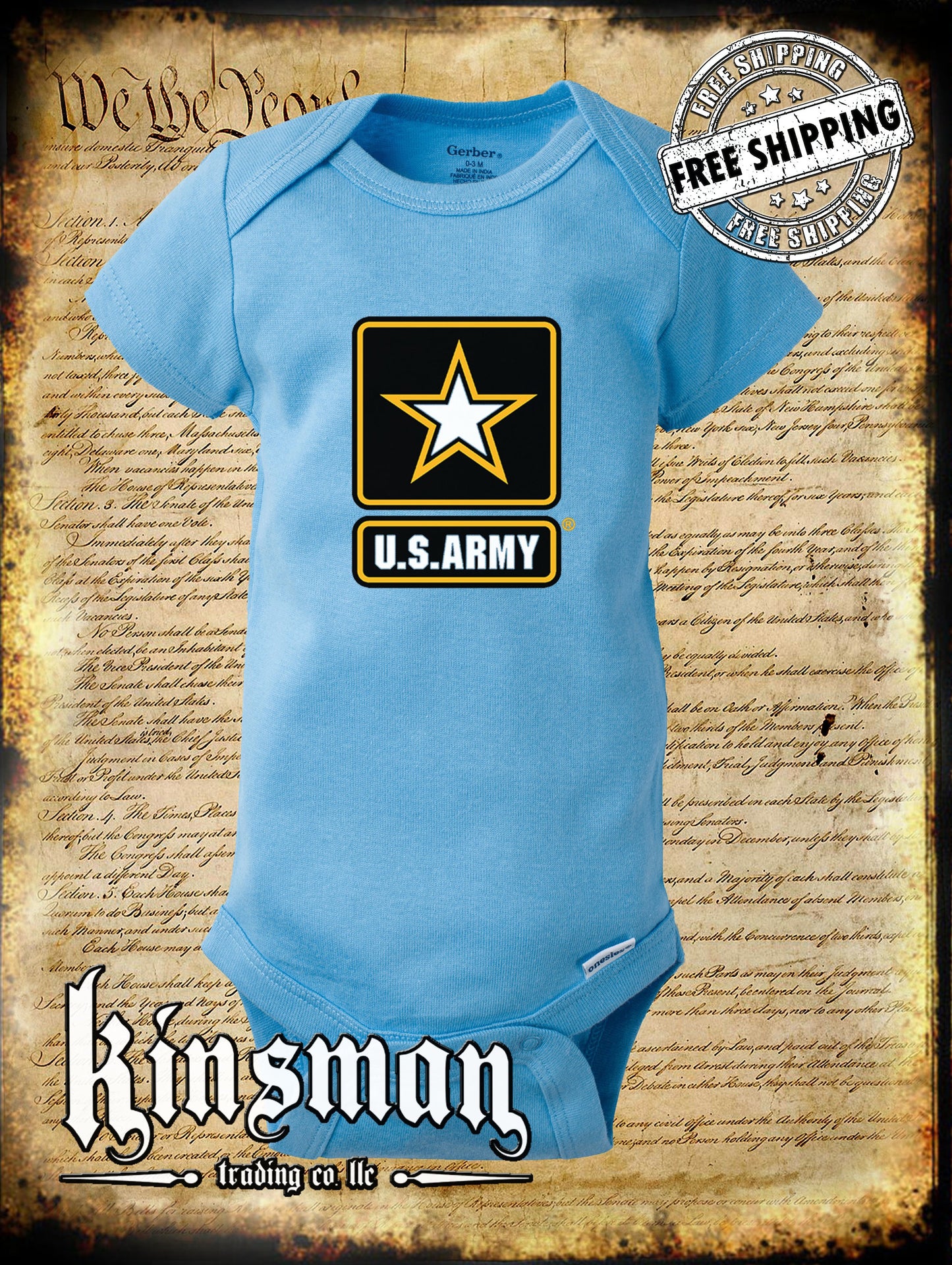 US Army Logo Gerber Onesie / United States of America Military Official Licensed