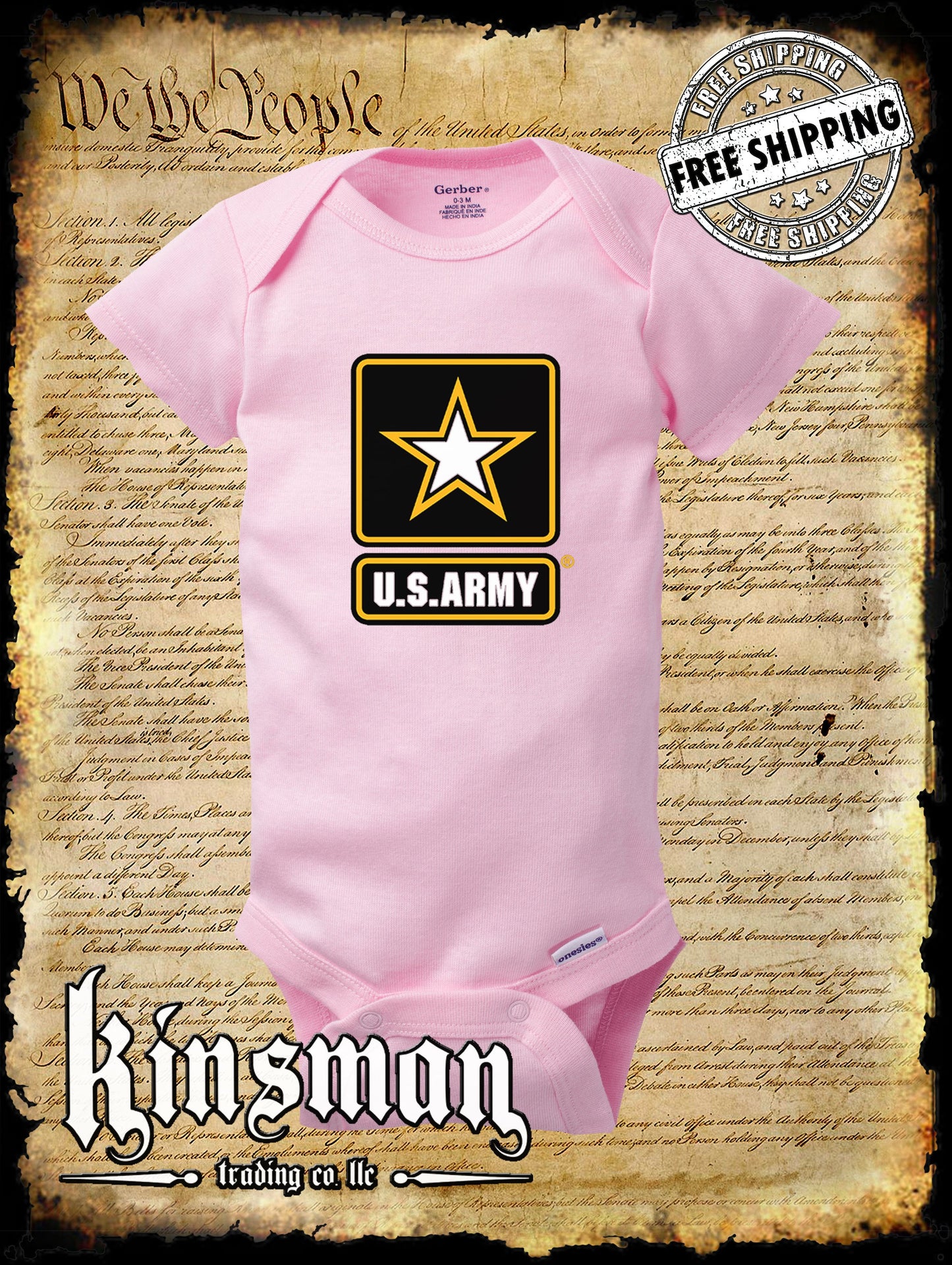 US Army Logo Gerber Onesie / United States of America Military Official Licensed