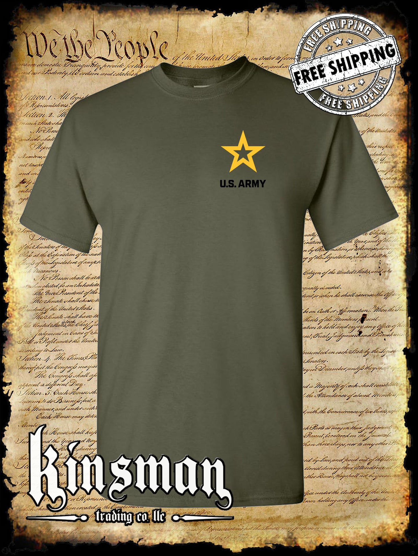 US Army New Logo Crest Black Text T-Shirt