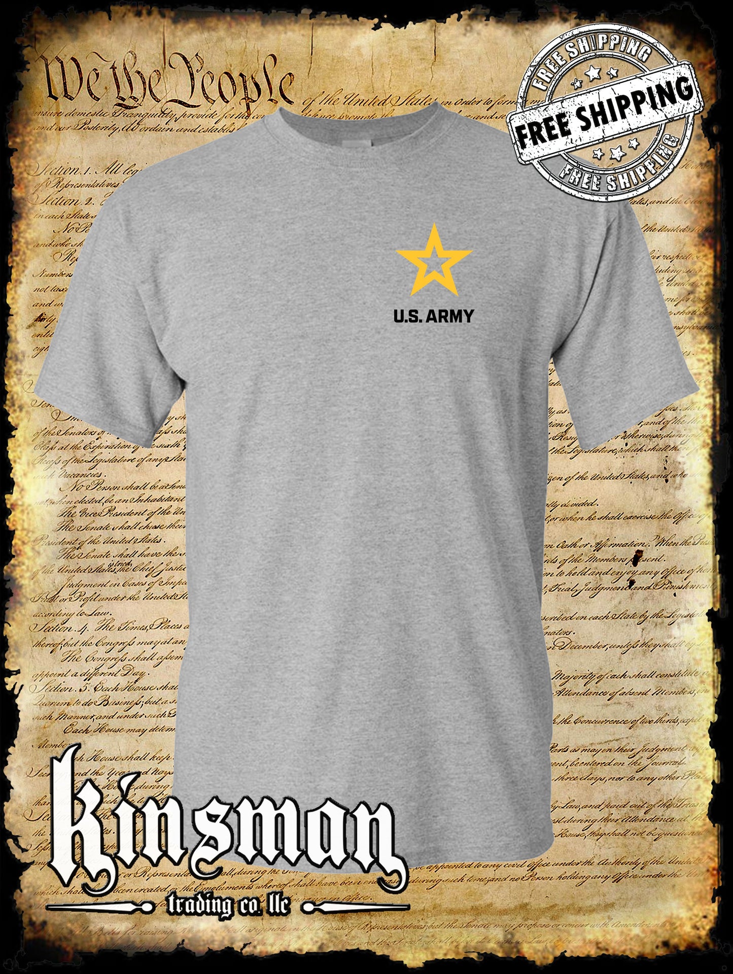 US Army New Logo Crest Black Text T-Shirt