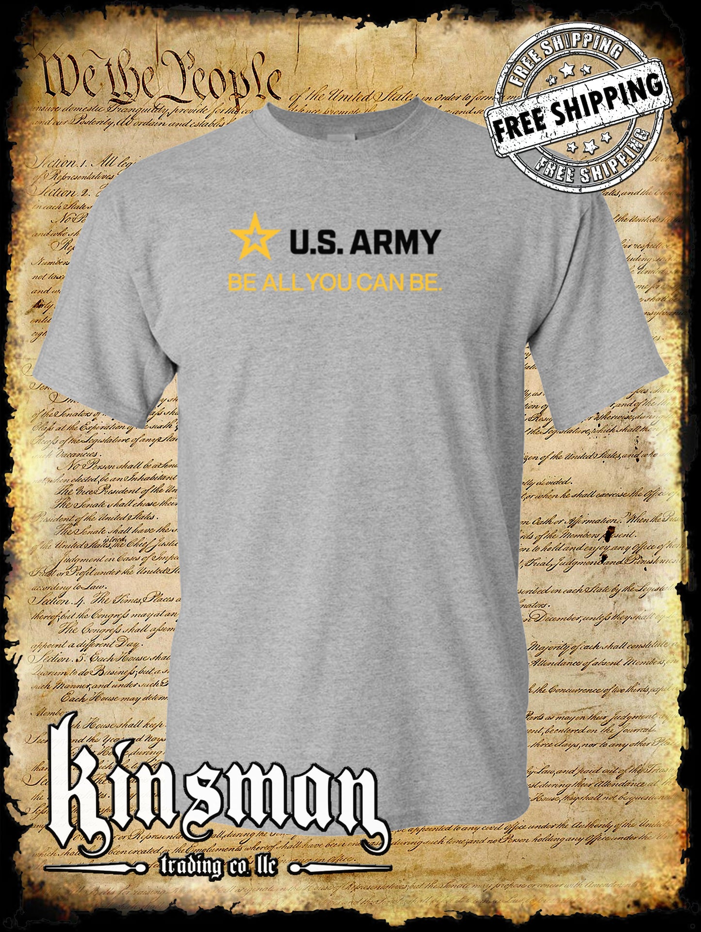 Army Strip Logo Black Text T-Shirt - Be All You Can Be