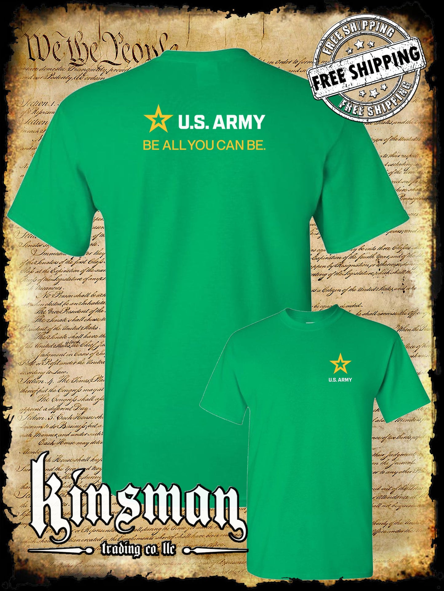 Army Strip Logo White Text 2-Sided T-Shirt - Be All You Can Be