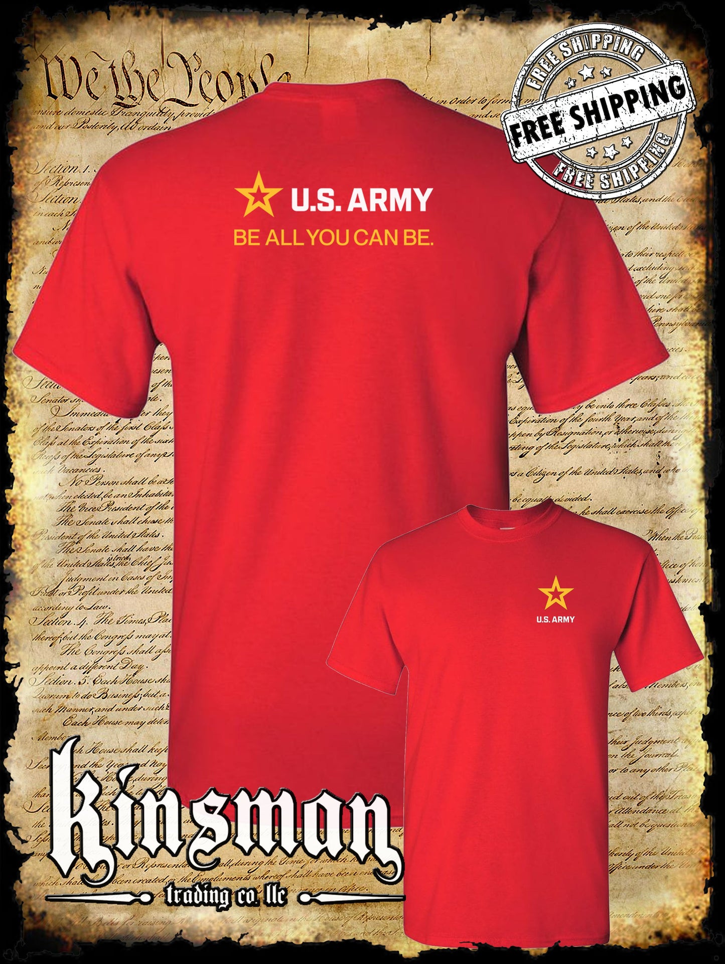 Army Strip Logo White Text 2-Sided T-Shirt - Be All You Can Be