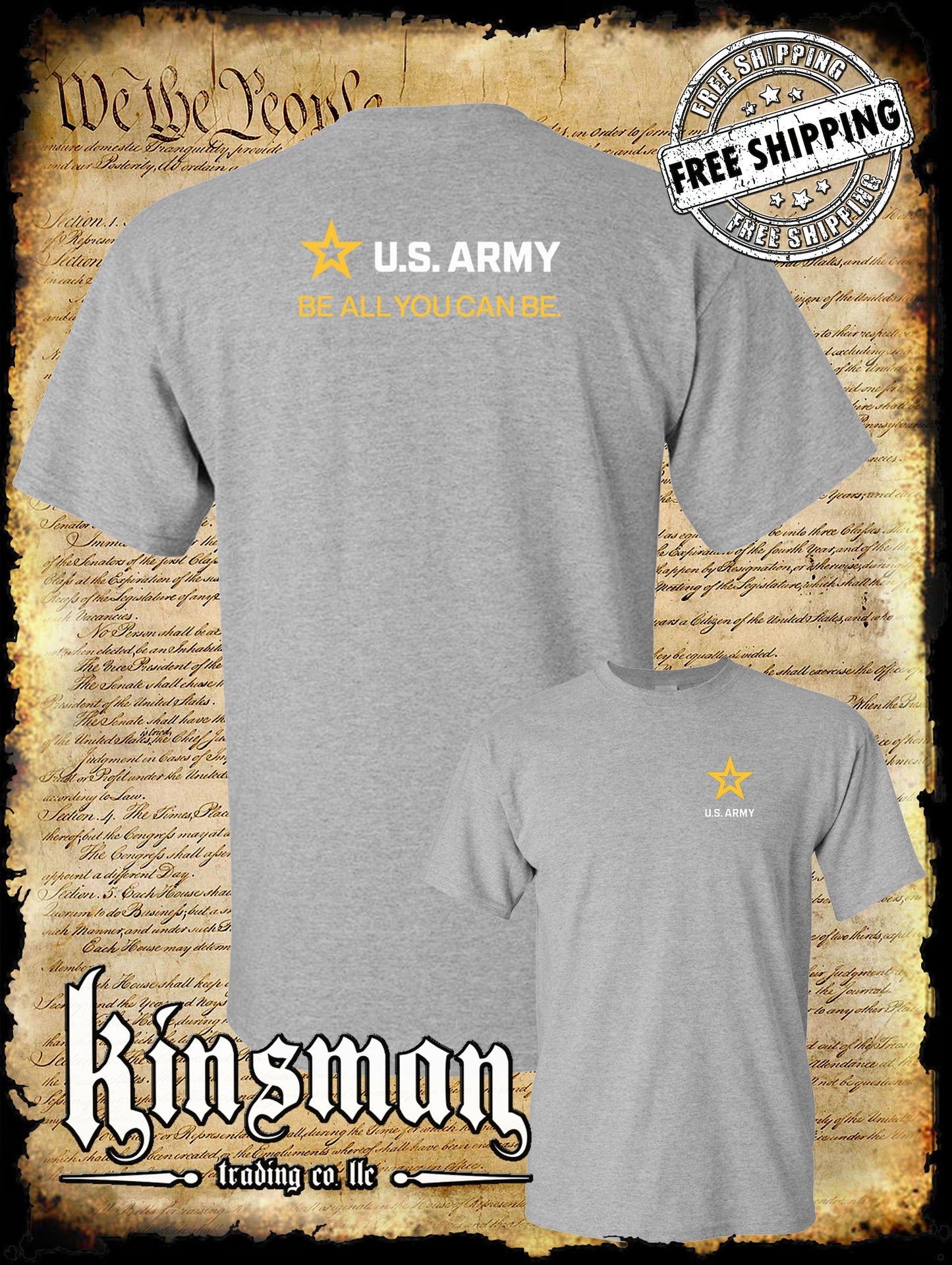 Army Strip Logo White Text 2-Sided T-Shirt - Be All You Can Be