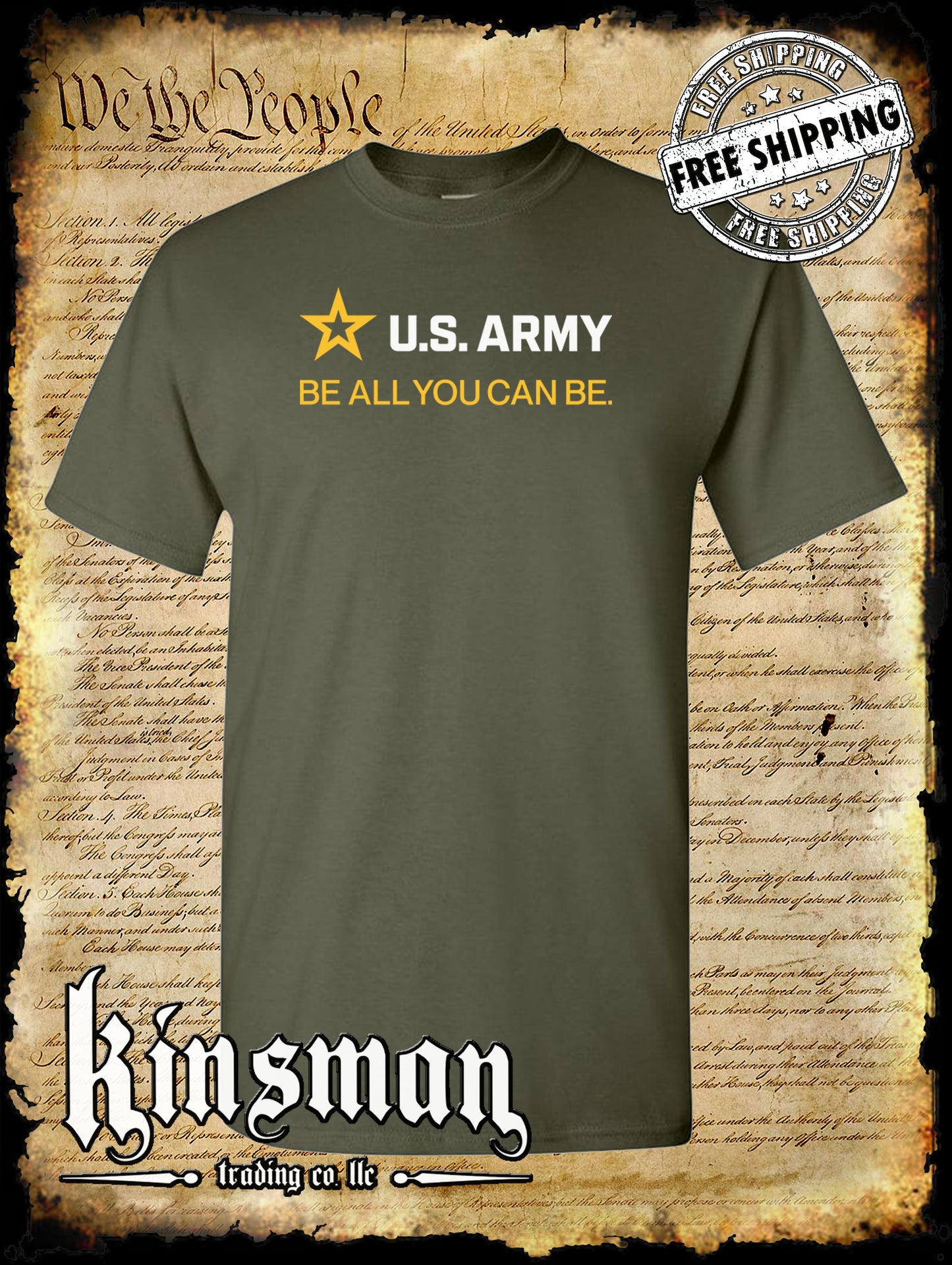 Army Strip Logo White Text T-Shirt - Be All You Can Be