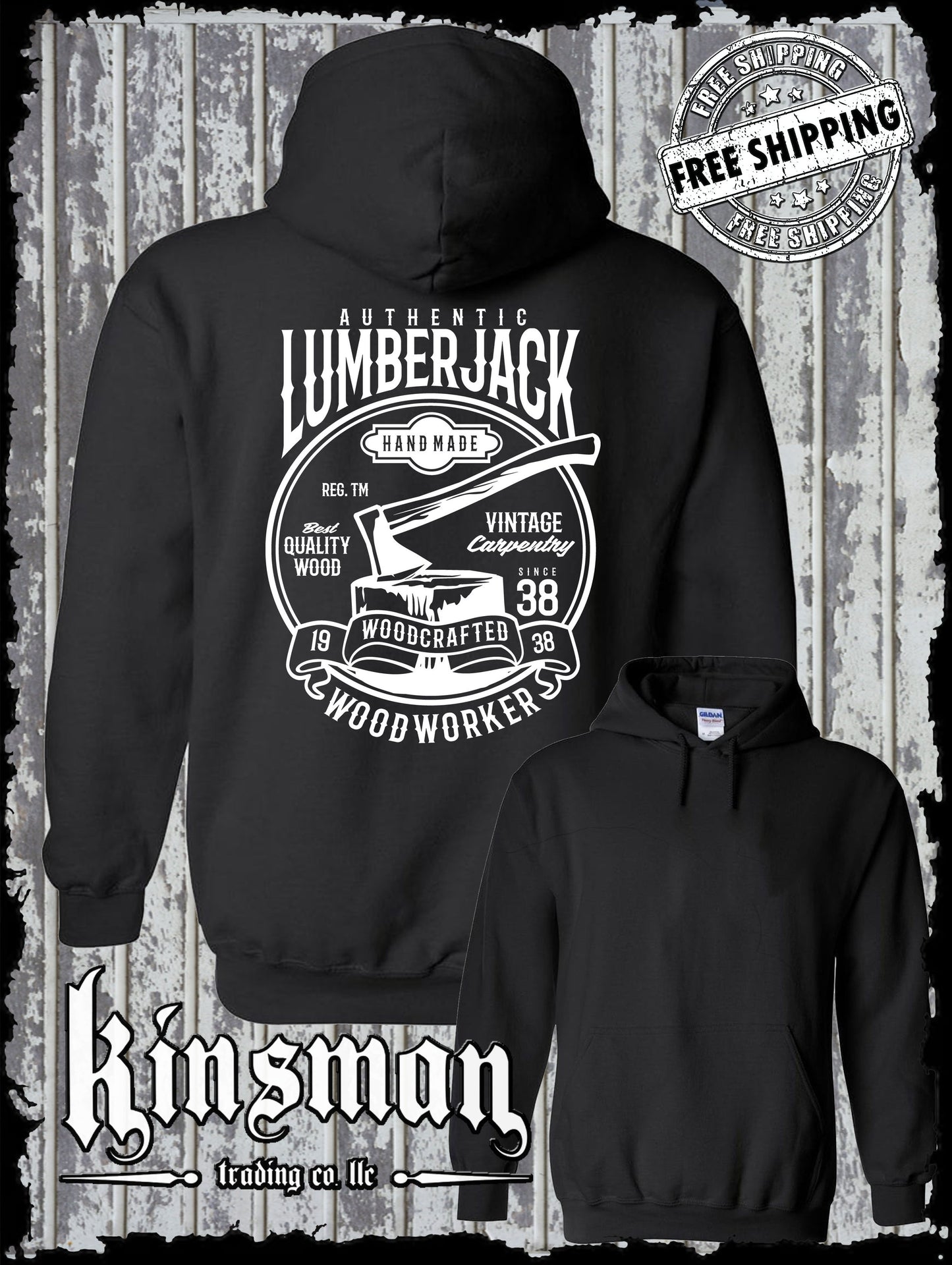 Authentic Lumberjack Hoodie / Vintage Carpentry Woodworking Retro Style Tee