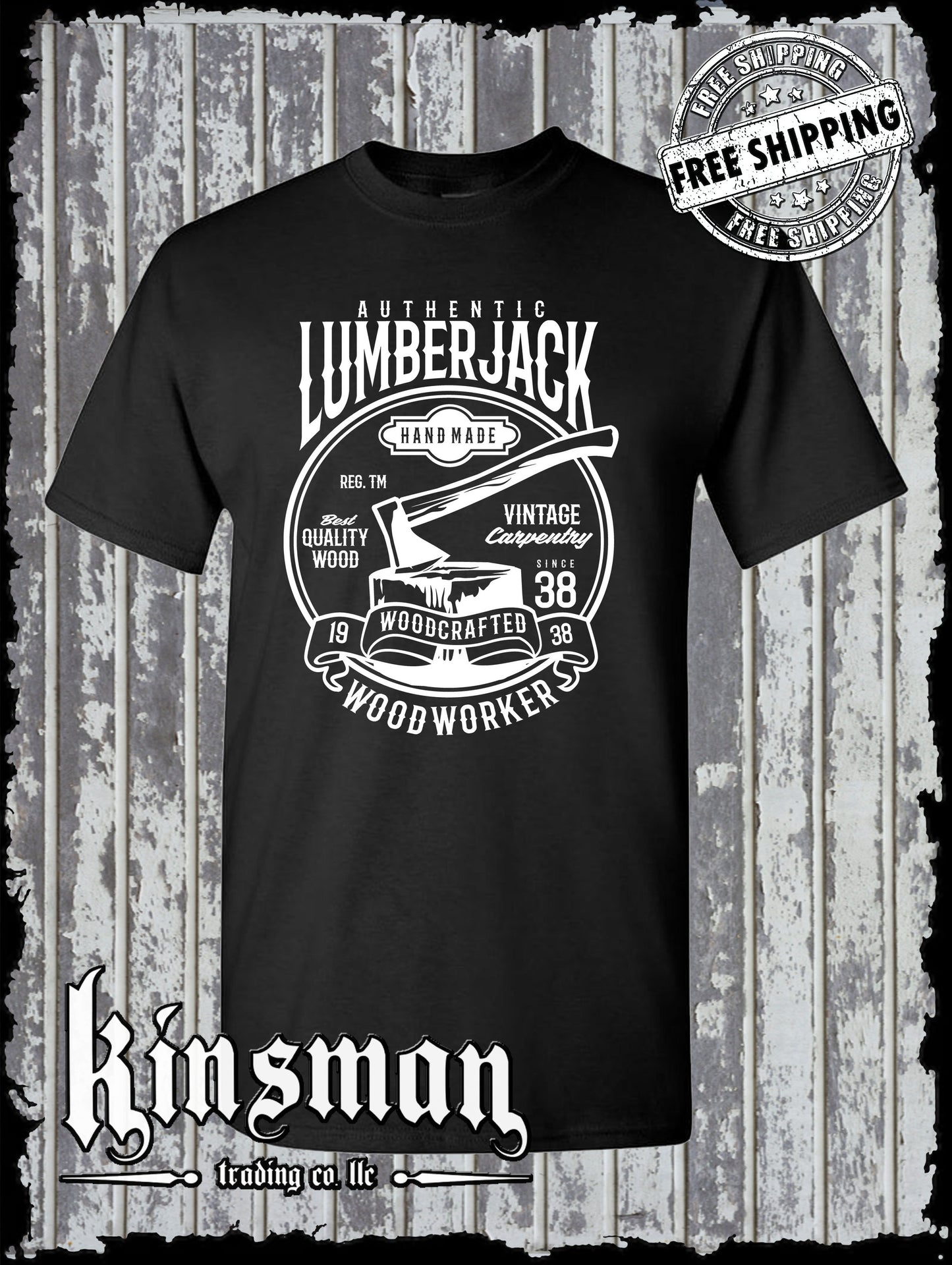 Authentic Lumberjack T-Shirt / Vintage Carpentry Axe Woodworking Retro Style Tee