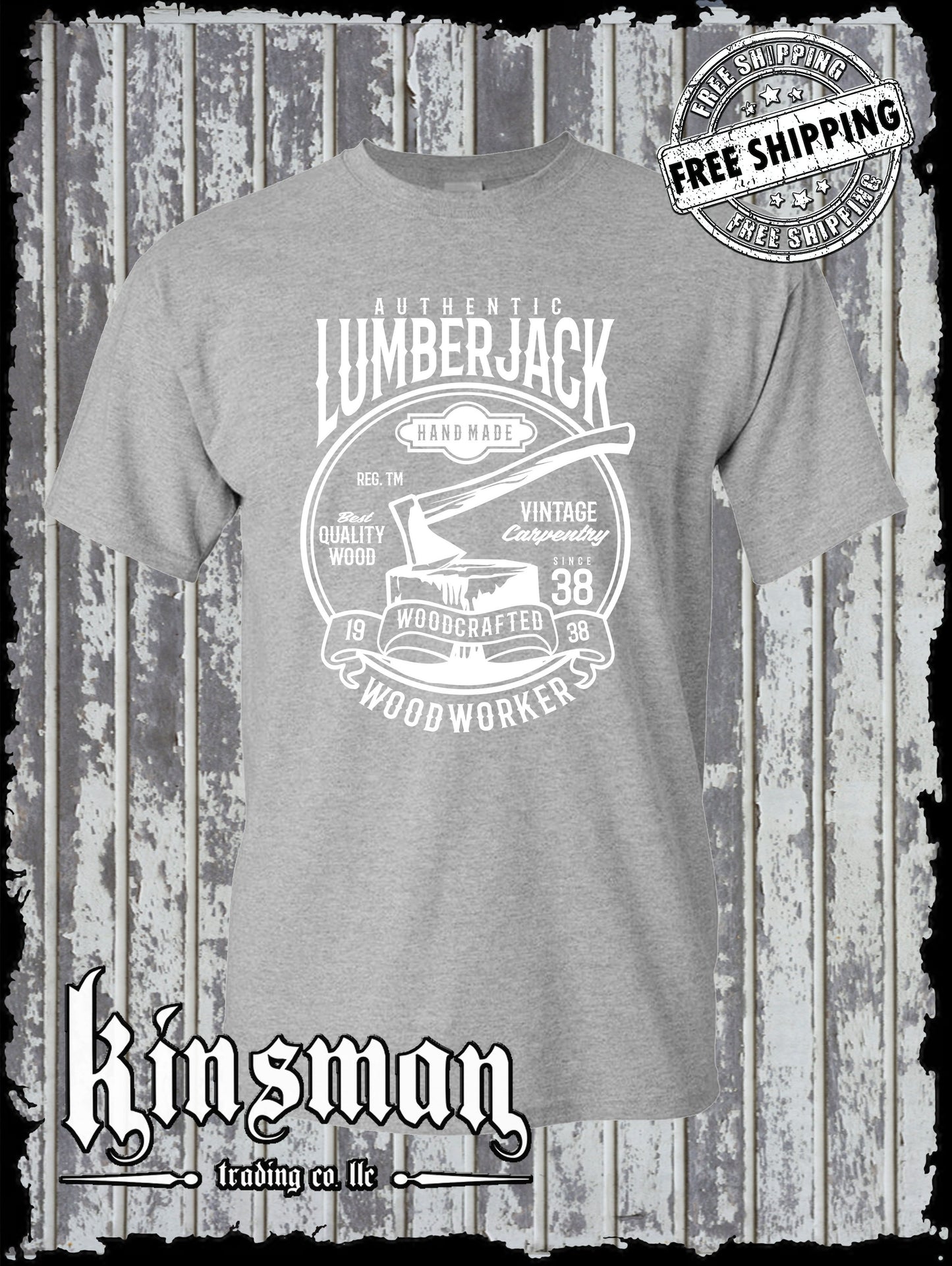 Authentic Lumberjack T-Shirt / Vintage Carpentry Axe Woodworking Retro Style Tee