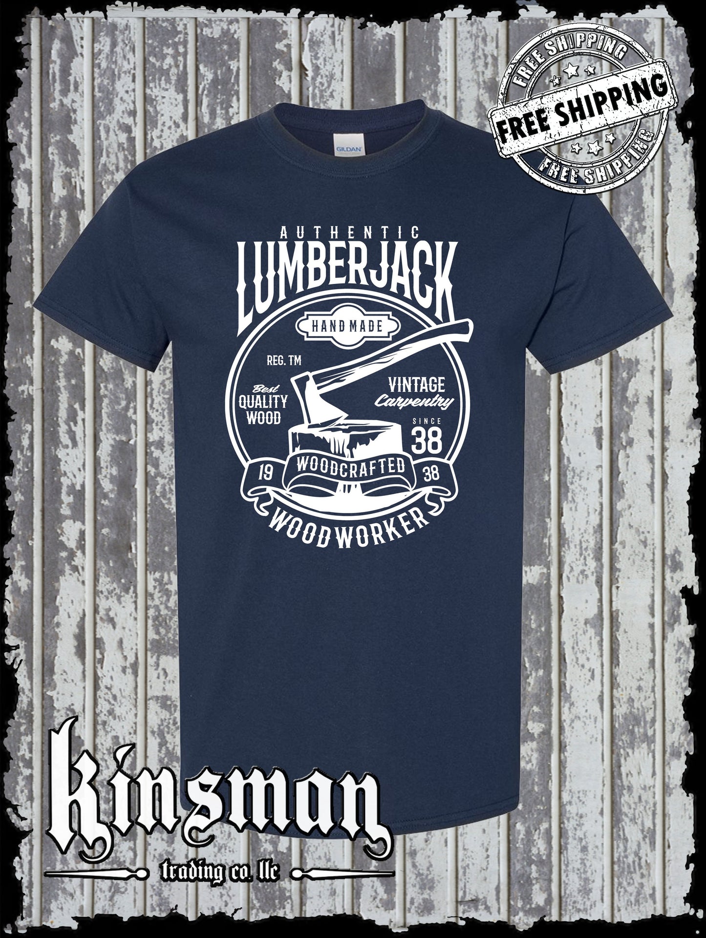 Authentic Lumberjack T-Shirt / Vintage Carpentry Axe Woodworking Retro Style Tee